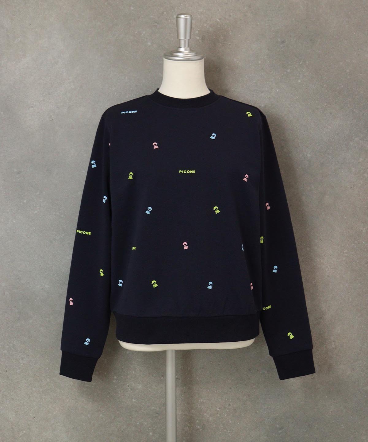 【スタジオピッコーネ/STUDIO PICONE】の【オンラインストア・店舗限定商品】ミニプリント裏毛スウェット インテリア・キッズ・メンズ・レディースファッション・服の通販 founy(ファニー) 　ファッション　Fashion　レディースファッション　Fashion for Women　トップス・カットソー　Cut & Sew Tops　レディースパーカー・カジュアルフーディー　Casual Hoodies & Sweatshirts　スウェット・クルーネックトップス　Sweatshirts & Crewnecks / Relaxed Fit Sweat Tops　コンパクト　Compact, Small Size　スウェット / スエット　Sweatshirt, Sweatwear　プリント　Print, Printed Pattern　切替　Switching, Contrast Panel　ネイビー|ID: prp329100004822131 ipo3291000000035050258