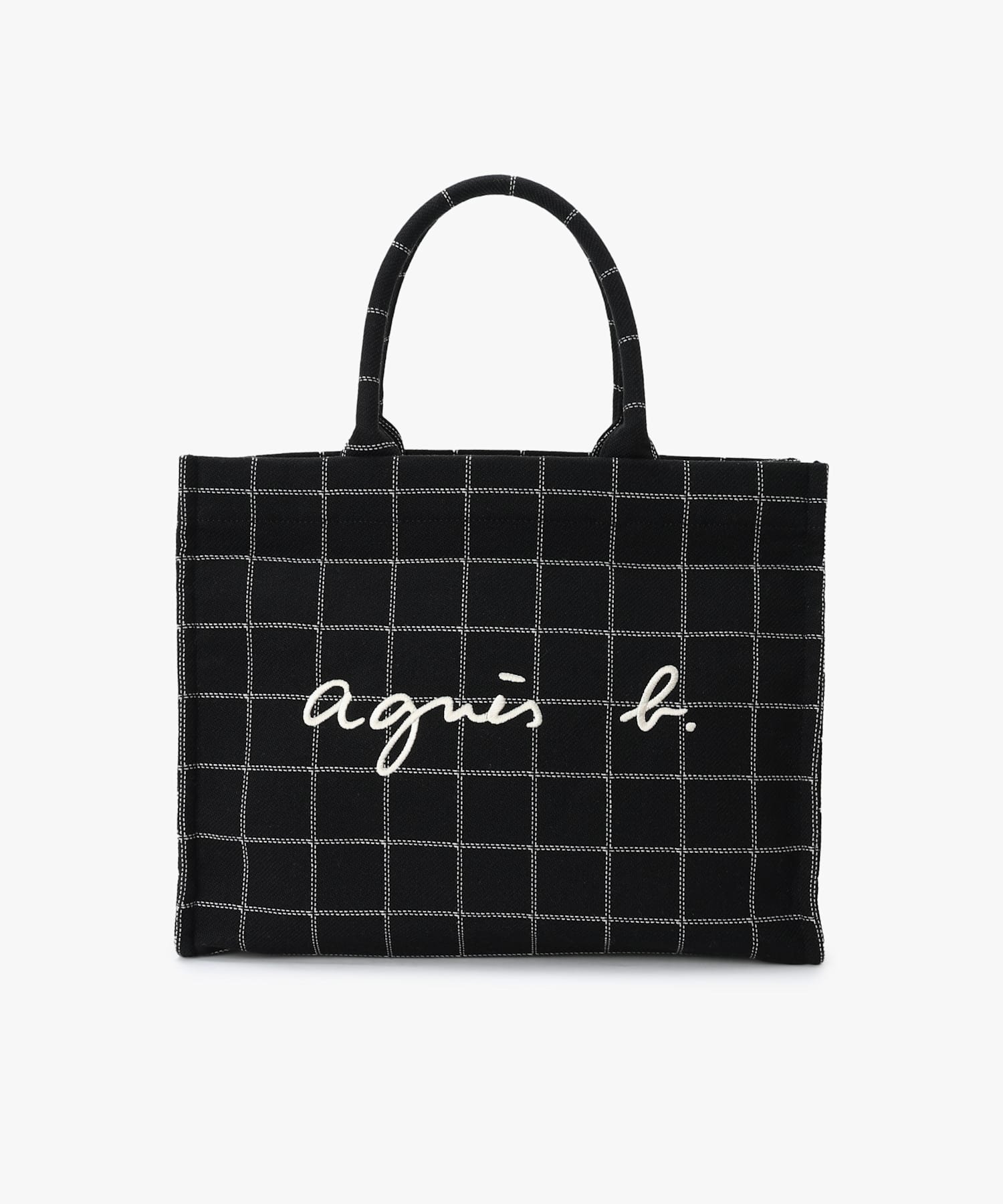 【アニエスベー ファム/agnes b. FEMME】のチェック ラージ トートバッグ ZAX03A-02 インテリア・キッズ・メンズ・レディースファッション・服の通販 founy(ファニー) 　ファッション　Fashion　レディースファッション　Fashion for Women　バッグ　Bags　アクリル　Acrylic Material　チェック　Check, Plaid, Tartan　フロント　Front, Front Design　ビジネス 仕事 通勤　Business / Work / Commuting　ブラック|ID: prp329100004822137 ipo3291000000035050284