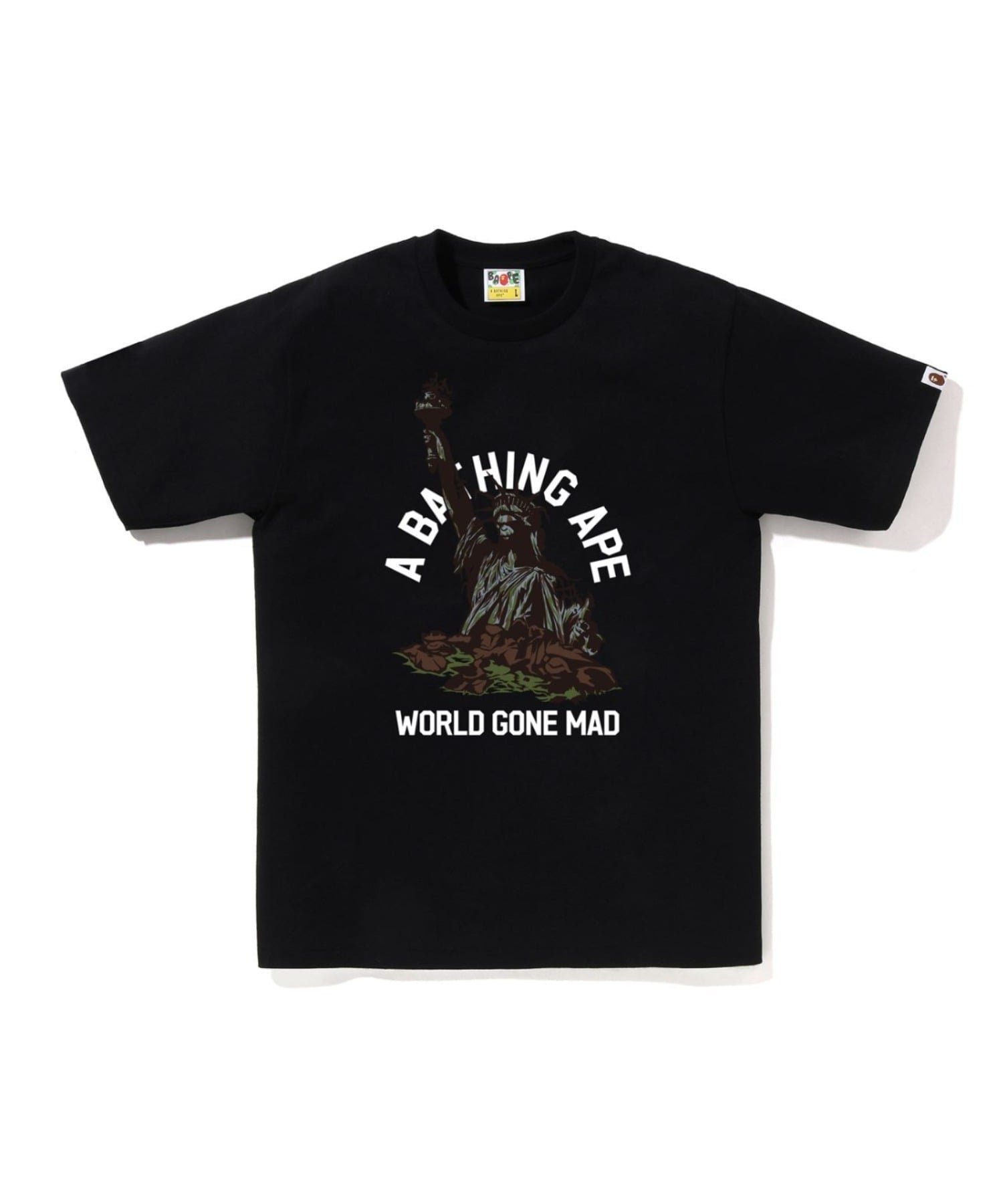 【ア ベイシング エイプ/A BATHING APE】のSTATUE OF LIBERTY TEE 人気、トレンドファッション・服の通販 founy(ファニー) 　ファッション　Fashion　レディースファッション　Fashion for Women　インナー　Innerwear　グラフィック　Graphic, Graphic Design　ショート　Short, Short Length　スリーブ　Sleeve, Long Sleeve / Short Sleeve　フロント　Front, Front Design　プリント　Print, Printed Pattern　ラバー　Rubber, Rubber Sole　 other-1|ID: prp329100004822201 ipo3291000000035050845