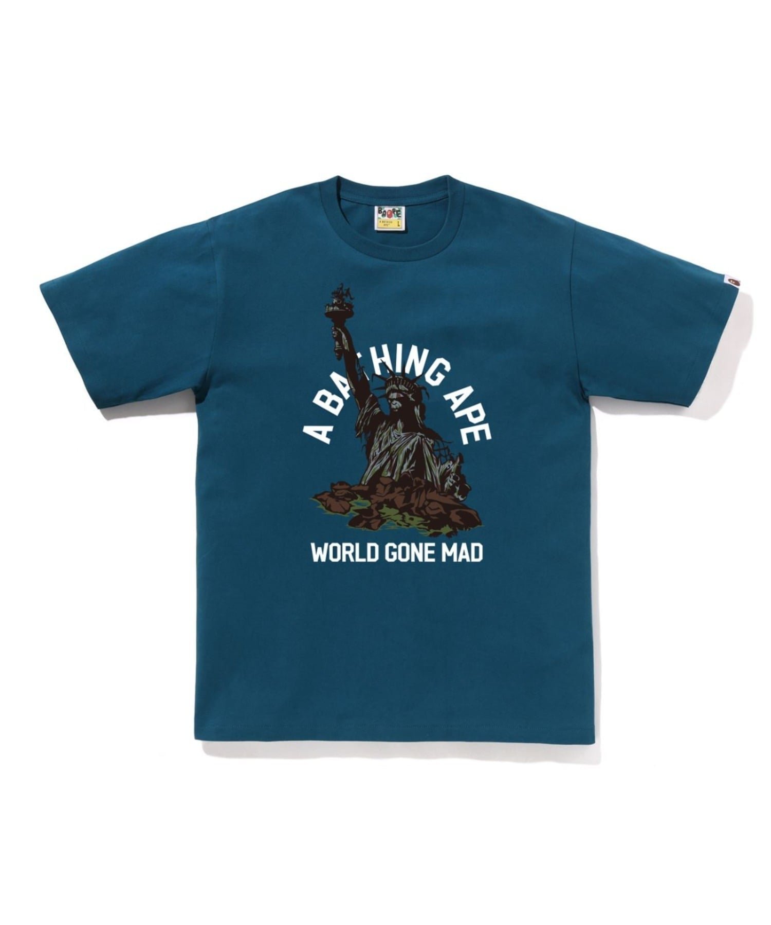 【ア ベイシング エイプ/A BATHING APE】のSTATUE OF LIBERTY TEE インテリア・キッズ・メンズ・レディースファッション・服の通販 founy(ファニー) 　ファッション　Fashion　レディースファッション　Fashion for Women　インナー　Innerwear　グラフィック　Graphic, Graphic Design　ショート　Short, Short Length　スリーブ　Sleeve, Long Sleeve / Short Sleeve　フロント　Front, Front Design　プリント　Print, Printed Pattern　ラバー　Rubber, Rubber Sole　NAVY|ID: prp329100004822201 ipo3291000000035050847
