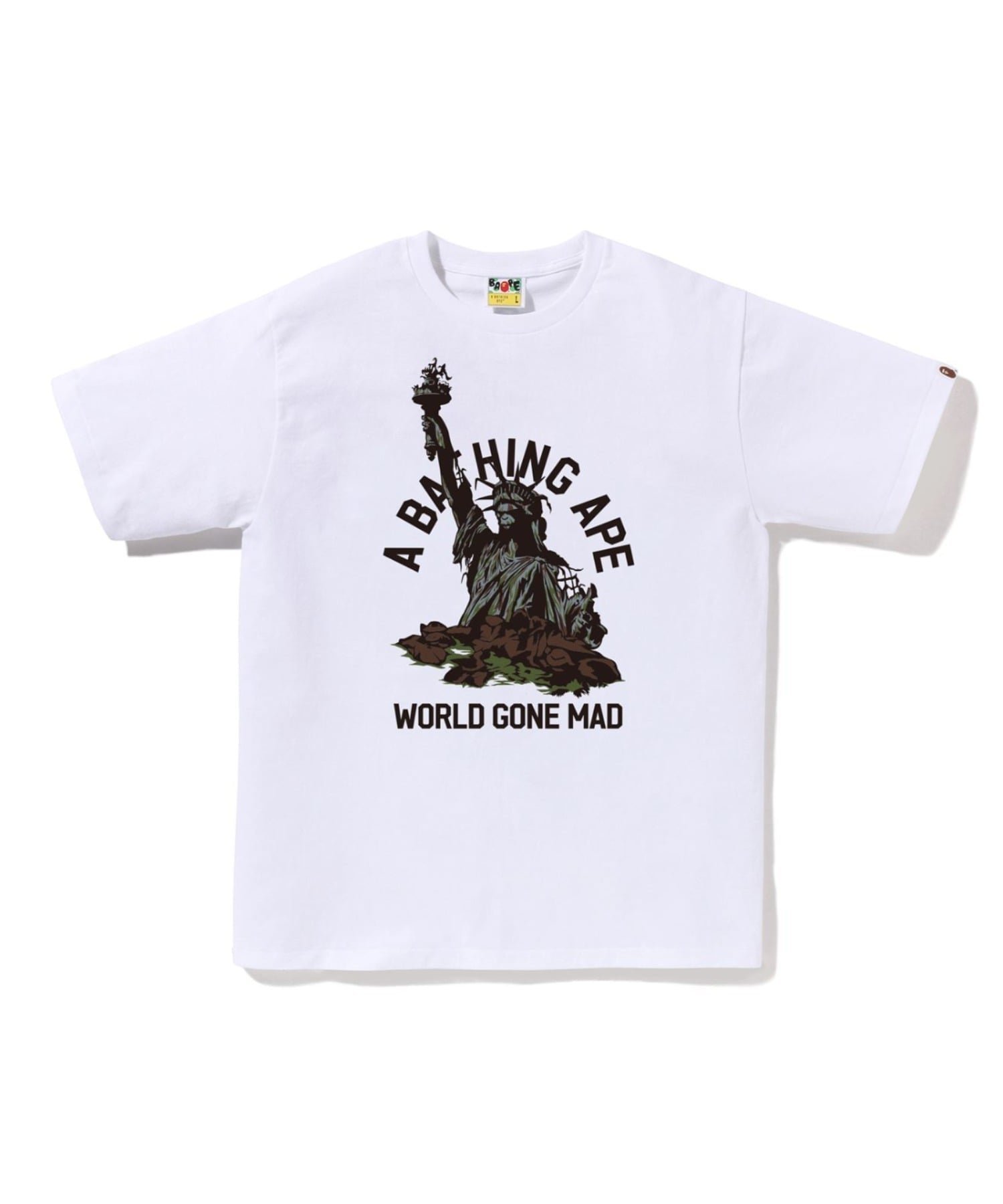 【ア ベイシング エイプ/A BATHING APE】のSTATUE OF LIBERTY TEE インテリア・キッズ・メンズ・レディースファッション・服の通販 founy(ファニー) 　ファッション　Fashion　レディースファッション　Fashion for Women　インナー　Innerwear　グラフィック　Graphic, Graphic Design　ショート　Short, Short Length　スリーブ　Sleeve, Long Sleeve / Short Sleeve　フロント　Front, Front Design　プリント　Print, Printed Pattern　ラバー　Rubber, Rubber Sole　WHITE|ID: prp329100004822201 ipo3291000000035050848
