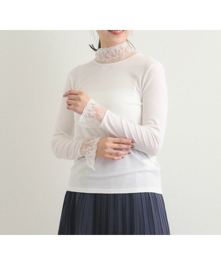 【ローラアシュレイ/LAURA ASHLEY】の【チュール付き】フライスカットソー インテリア・キッズ・メンズ・レディースファッション・服の通販 founy(ファニー) ファッション Fashion レディースファッション Fashion for Women トップス・カットソー Cut & Sew Tops カットソー・ベーシックTシャツ Cut-and-Sewn Tops / Stretch Tees & Basics なめらか Smooth, Silky Texture インナー Innerwear カットソー Cut and Sewn Top ジャケット Jacket, Outerwear スリット Slit, Slit Detail チュール Tulip, Tulip Motif レース Lace, Lace Fabric A/W・秋冬 Autumn/Winter オフホワイト|ID: prp329100004822209 ipo3291000000035050920