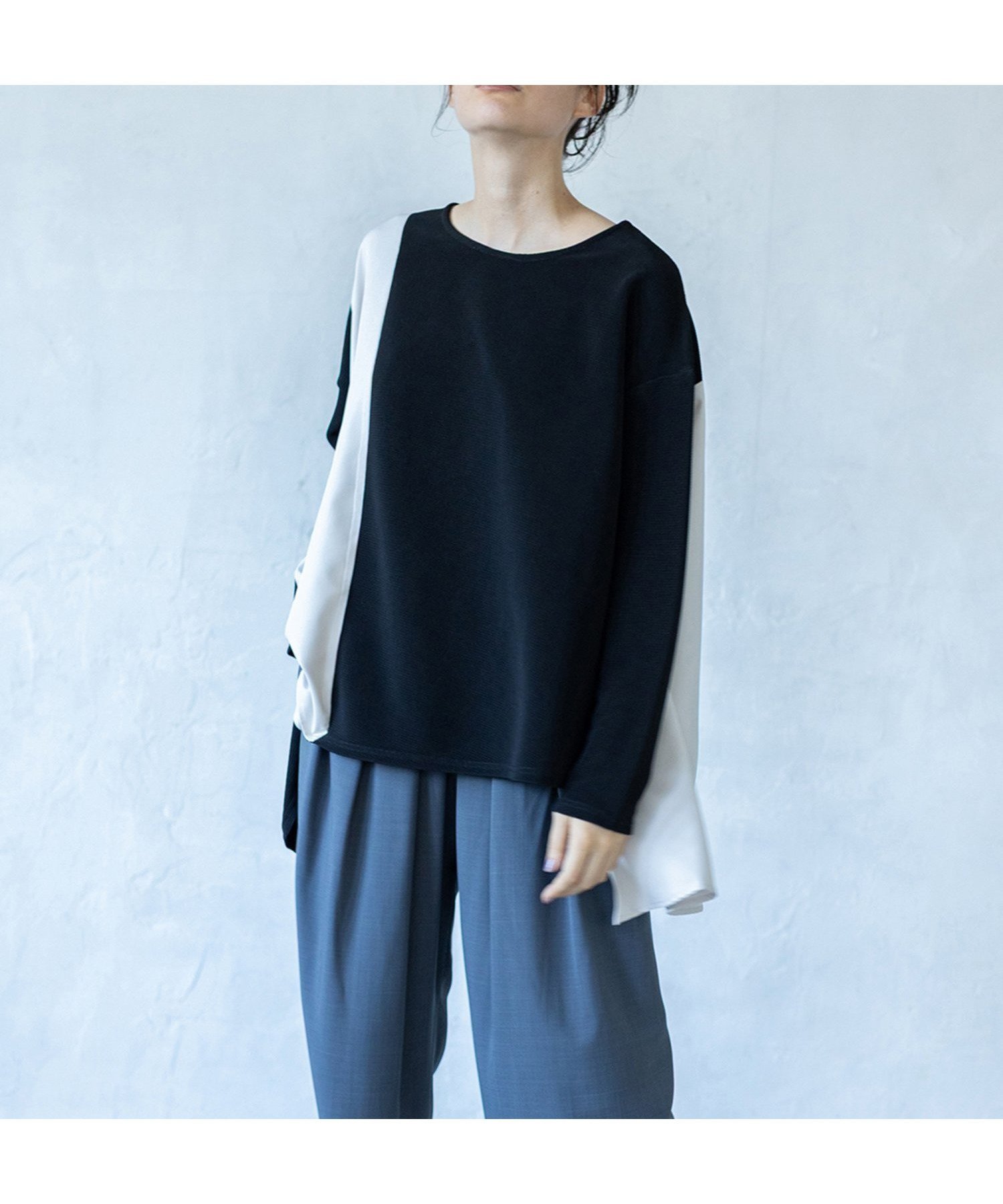 【オズモーシス/OSMOSIS】のアシンメトリー切替プルオーバー インテリア・キッズ・メンズ・レディースファッション・服の通販 founy(ファニー) 　ファッション　Fashion　レディースファッション　Fashion for Women　トップス・カットソー　Cut & Sew Tops　カジュアルプルオーバー・ニットトップス　Pullovers & Knit Tops / Casual Pullovers　アシンメトリー　Asymmetrical Style　カットソー　Cut and Sewn Top　スタンダード　Standard, Basic　再入荷　Restock / Back in Stock　切替　Switching, Contrast Panel　A/W・秋冬　Autumn/Winter　IVORY|ID: prp329100004822220 ipo3291000000035051032