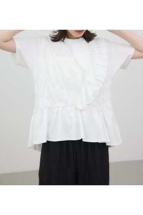 【クリエ コンフォルト/crie conforto】のフリルシャーリングプルオーバー 人気、トレンドファッション・服の通販 founy(ファニー) ファッション Fashion レディースファッション Fashion for Women トップス・カットソー Cut & Sew Tops カジュアルプルオーバー・ニットトップス Pullovers & Knit Tops / Casual Pullovers おすすめ Recommended / Our Picks カットソー Cut and Sewn Top シャーリング Shirring, Ruched フリル Frill, Ruffle フロント Front, Front Design ペプラム Peplum, Flared Hem ワイド Wide, Wide Fit |ID:prp329100004822237