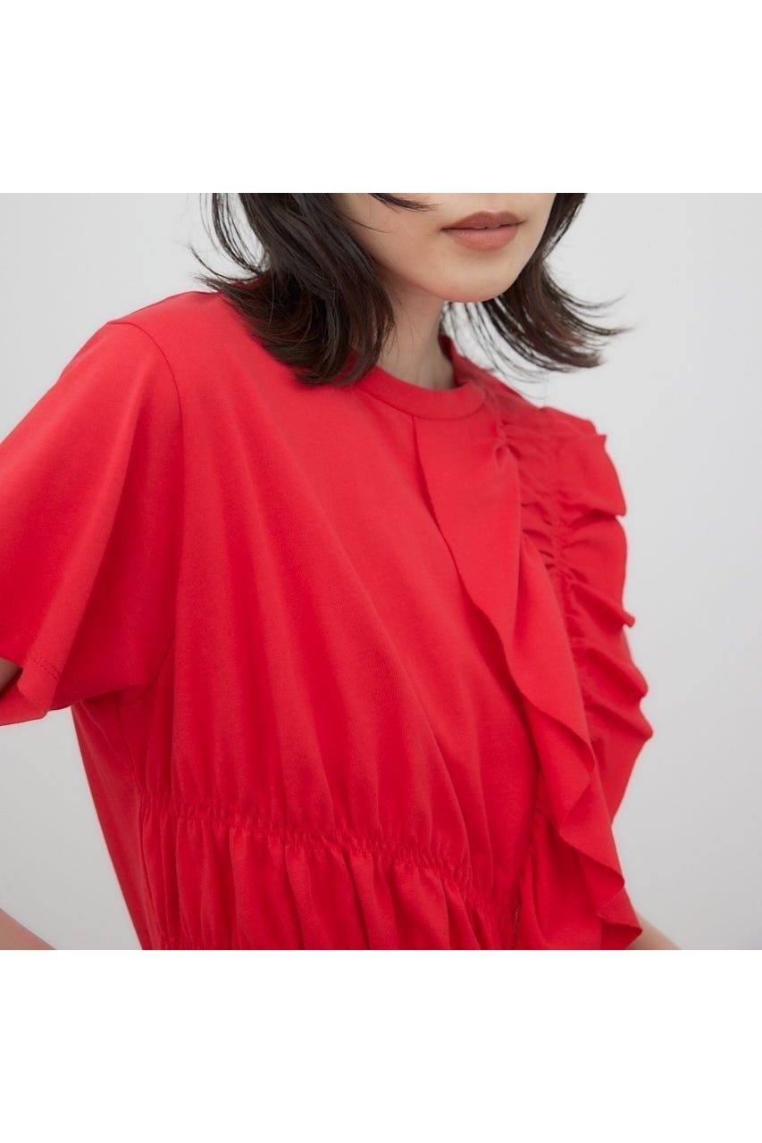 【クリエ コンフォルト/crie conforto】のフリルシャーリングプルオーバー インテリア・キッズ・メンズ・レディースファッション・服の通販 founy(ファニー) 　ファッション　Fashion　レディースファッション　Fashion for Women　トップス・カットソー　Cut & Sew Tops　カジュアルプルオーバー・ニットトップス　Pullovers & Knit Tops / Casual Pullovers　おすすめ　Recommended / Our Picks　カットソー　Cut and Sewn Top　シャーリング　Shirring, Ruched　フリル　Frill, Ruffle　フロント　Front, Front Design　ペプラム　Peplum, Flared Hem　ワイド　Wide, Wide Fit　RED|ID: prp329100004822237 ipo3291000000035051243