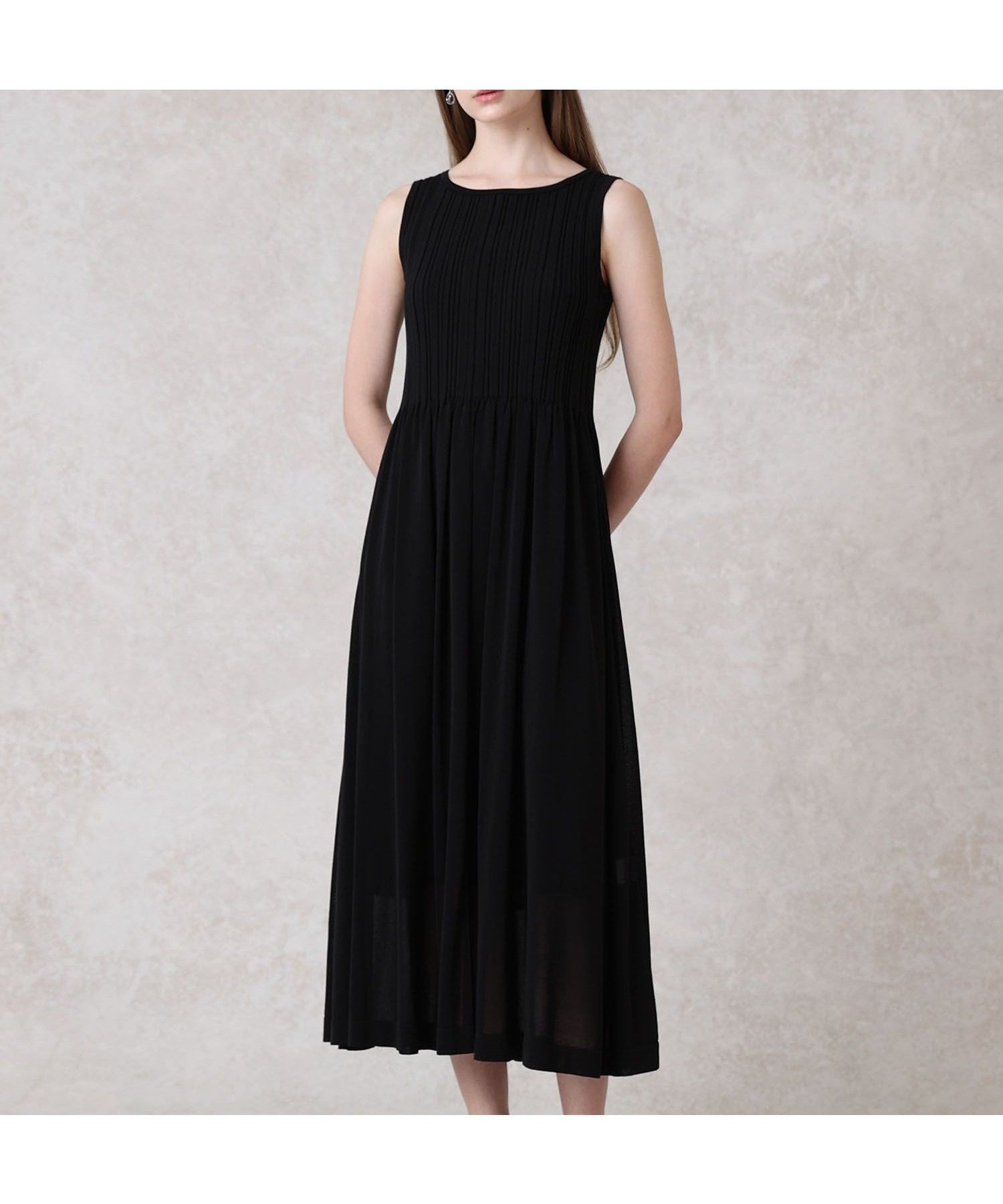 【アナイ/ANAYI】のランダムリブロング ワンピース インテリア・キッズ・メンズ・レディースファッション・服の通販 founy(ファニー) 　ファッション　Fashion　レディースファッション　Fashion for Women　ワンピース　Dresses　カーディガン　Cardigan, Knitwear　キャミソール　Camisole, Spaghetti Strap Top　シアー　Sheer, See-Through　ジャケット　Jacket, Outerwear　ストレッチ　Stretch, Stretchy Fabric　スマート　Smart, Elegant　タンク　Tank Top, Sleeveless Top　ペチコート　Petticoat, Underskirt　ボレロ　Bolero, Short Cardigan　再入荷　Restock / Back in Stock　旅行　Travel　black|ID: prp329100004822702 ipo3291000000035063306