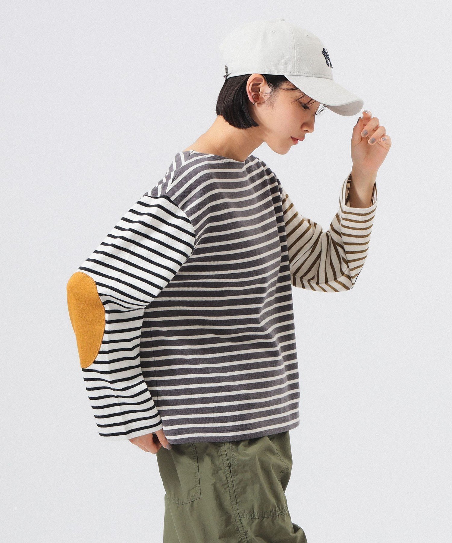 【ビームス ウイメン/BEAMS】のエルボー パッチ バスク ロングスリーブ インテリア・キッズ・メンズ・レディースファッション・服の通販 founy(ファニー) 　ファッション　Fashion　レディースファッション　Fashion for Women　ウェーブ　Wavy Pattern　スリーブ　Sleeve, Long Sleeve / Short Sleeve　ダウン　Down, Puffer　トレンド　Trend, Trending Now　人気　Popular, Best Seller　長袖　Long Sleeve, Full Sleeve　バスク　Basque, Basque Style　パッチ　Patch, Appliqué　ベスト　Vest, Waistcoat　ボーダー　Border, Stripe　メンズ　Men's, Menswear　リラックス　Relax, Relaxed Fit　ロング　Long, Long-Length　おすすめ　Recommended / Our Picks　BODER_CRZ|ID: prp329100004822773 ipo3291000000035064464