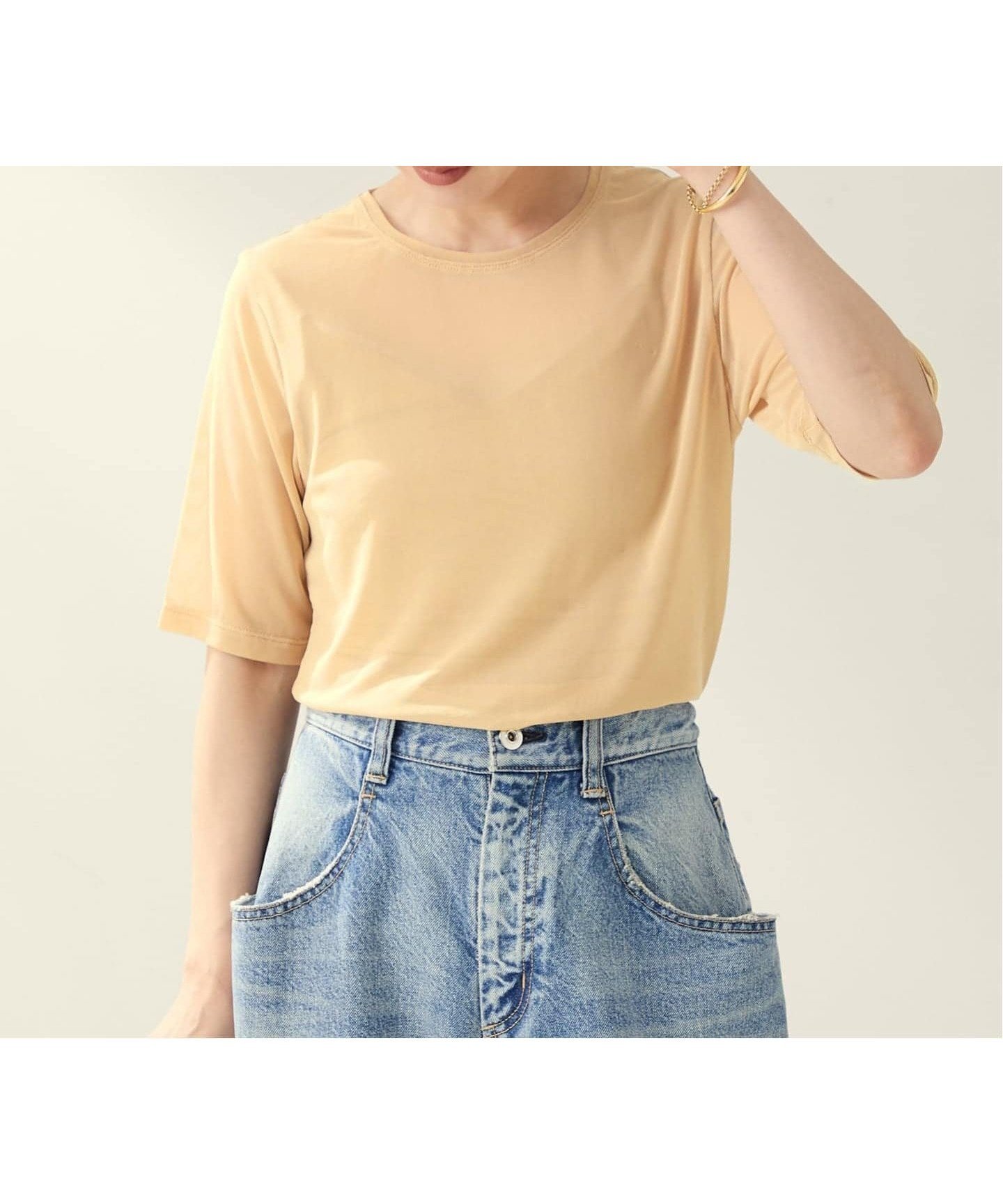 【プラージュ/Plage】のsheer mesh TEE インテリア・キッズ・メンズ・レディースファッション・服の通販 founy(ファニー) ファッション Fashion レディースファッション Fashion for Women インナー Innerwear エレガント 上品 Elegant ジャケット Jacket, Outerwear スラックス Slacks, Dress Pants デニム Denim, Jeans Material リラックス Relax, Relaxed Fit ベージュ|ID: prp329100004822779 ipo3291000000035064527