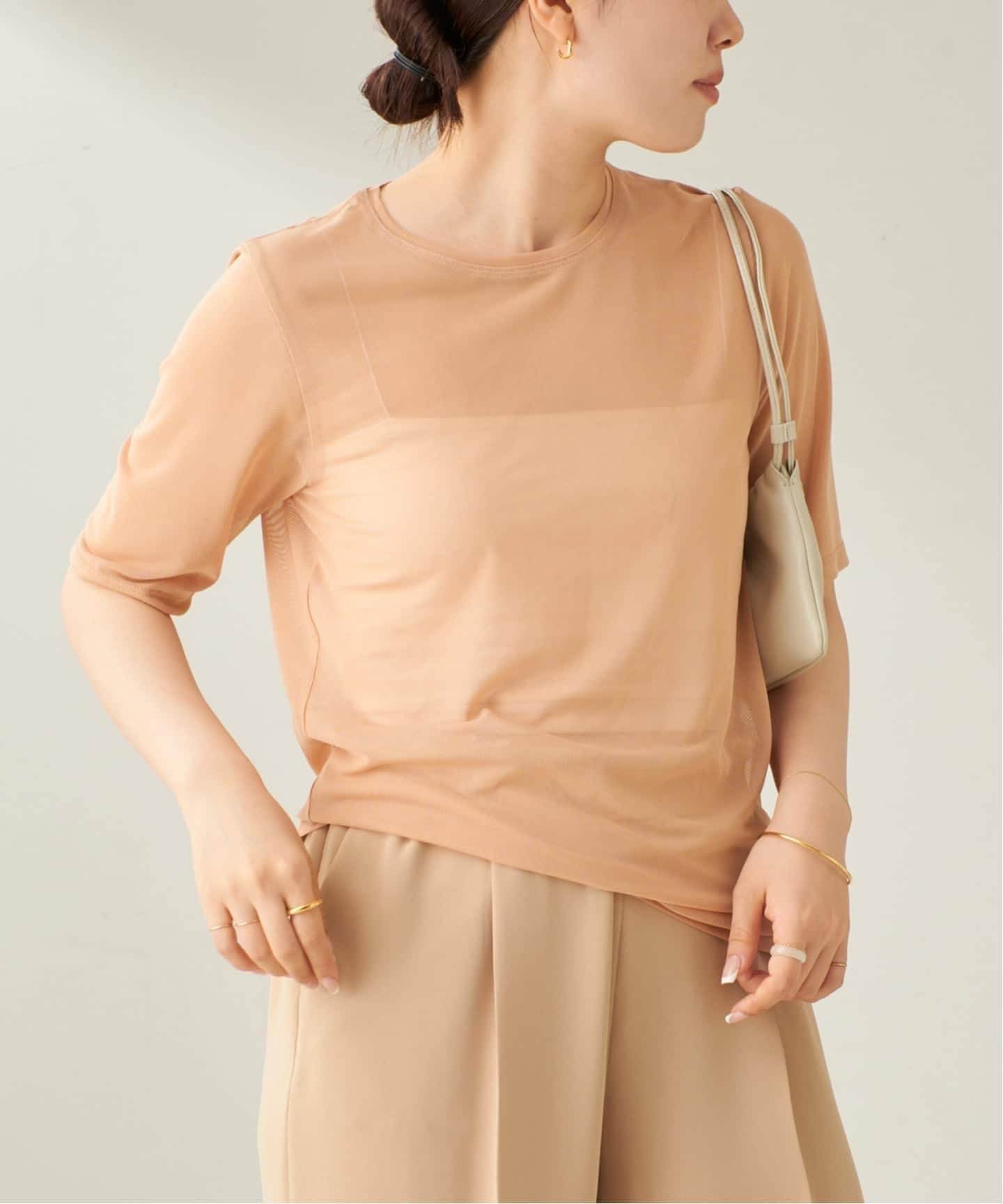 【プラージュ/Plage】のsheer mesh TEE インテリア・キッズ・メンズ・レディースファッション・服の通販 founy(ファニー) ファッション Fashion レディースファッション Fashion for Women インナー Innerwear エレガント 上品 Elegant ジャケット Jacket, Outerwear スラックス Slacks, Dress Pants デニム Denim, Jeans Material リラックス Relax, Relaxed Fit ベージュ B|ID: prp329100004822779 ipo3291000000035064529