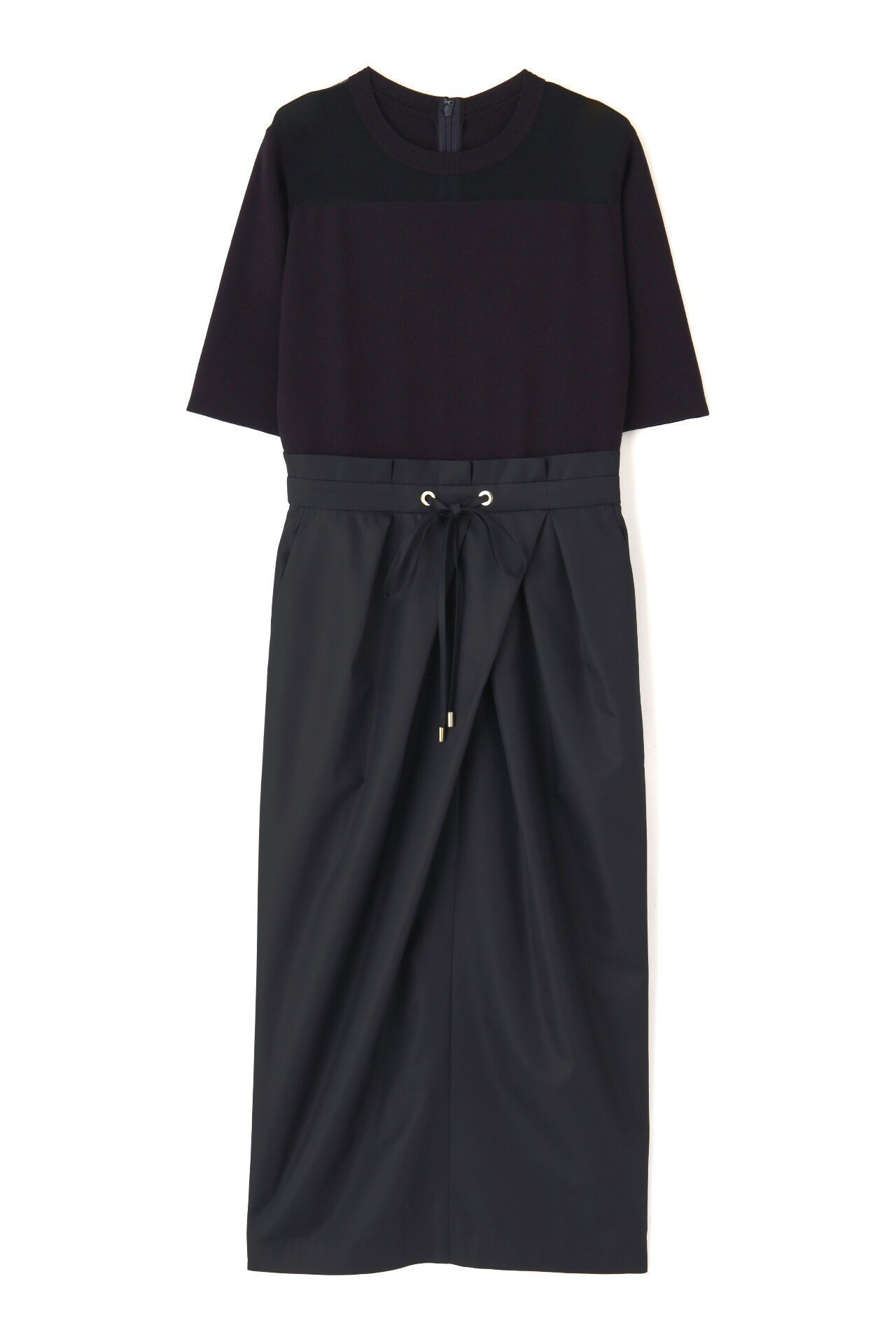 【ピンキーアンドダイアン/Pinky&Dianne】のニットコンビタフタワンピース インテリア・キッズ・メンズ・レディースファッション・服の通販 founy(ファニー) 　ファッション　Fashion　レディースファッション　Fashion for Women　ワンピース　Dresses　スタンダード　Standard, Basic　ネイビー1|ID: prp329100004822876 ipo3291000000035066827