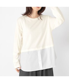 【スタディオ クリップ/studio CLIP】のシャツヘムレイヤードロングスリーブTシャツ 人気、トレンドファッション・服の通販 founy(ファニー) ファッション Fashion レディースファッション Fashion for Women トップス・カットソー Cut & Sew Tops シャツ・ブラウス・オフィスカジュアル Elegant Blouses & Button-Ups ロングTシャツ・Tシャツ Longline T-Shirts & Tees インナー Innerwear カットソー Cut and Sewn Top ドッキング Docking, Mixed Material バランス Balance, Style Balance ボトム Bottoms, Lower Wear リアル Real, Realistic 長袖 Long Sleeve, Full Sleeve |ID:prp329100004822929