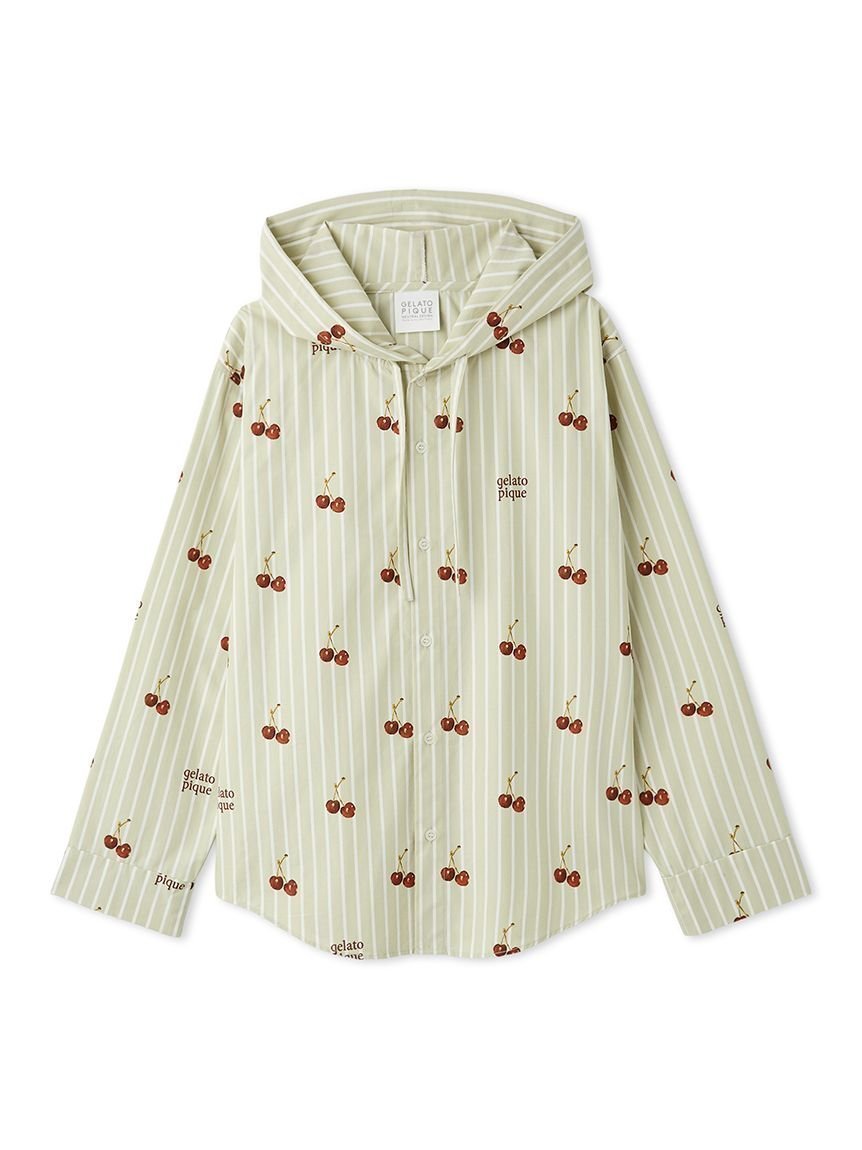 【ジェラート ピケ/gelato pique】の【UNISEX】チェリー柄シャツパーカ 人気、トレンドファッション・服の通販 founy(ファニー) 　ファッション　Fashion　レディースファッション　Fashion for Women　トップス・カットソー　Cut & Sew Tops　シャツ・ブラウス・オフィスカジュアル　Elegant Blouses & Button-Ups　レディースパーカー・カジュアルフーディー　Casual Hoodies & Sweatshirts　ユニセックス　Unisex, Genderless　おすすめ　Recommended / Our Picks　ストライプ　Stripe, Striped Pattern　スマート　Smart, Elegant　チェリー　Cherry, Cherry Pattern　パジャマ　Pajamas, Sleepwear　ロング　Long, Long-Length　定番　Standard, Basic Item　 other-1|ID: prp329100004822964 ipo3291000000035068505