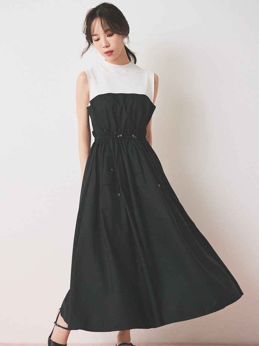 【セルフォード/CELFORD】のドロストニットドッキングワンピース 人気、トレンドファッション・服の通販 founy(ファニー) 　ファッション　Fashion　レディースファッション　Fashion for Women　ワンピース　Dresses　スマート　Smart, Elegant　ドッキング　Docking, Mixed Material　ドット　Polka Dot, Dot Pattern　フィット　Fit, Slim Fit　フラップ　Flap, Flap Pocket　ボトルネック　Bottle Neck, Mock Neck　ポケット　Pocket, Pocket Detail　切替　Switching, Contrast Panel　 other-1|ID: prp329100004822965 ipo3291000000035068527