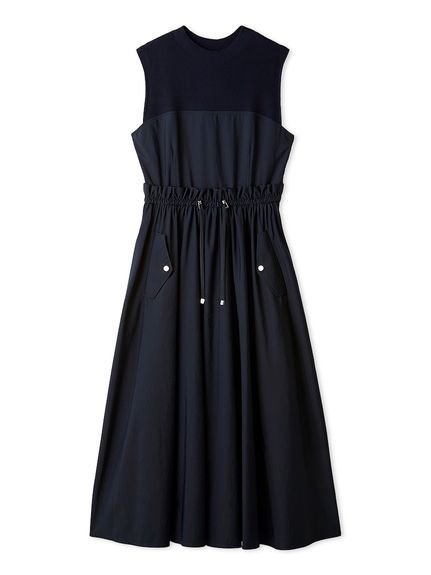 【セルフォード/CELFORD】のドロストニットドッキングワンピース インテリア・キッズ・メンズ・レディースファッション・服の通販 founy(ファニー) 　ファッション　Fashion　レディースファッション　Fashion for Women　ワンピース　Dresses　スマート　Smart, Elegant　ドッキング　Docking, Mixed Material　ドット　Polka Dot, Dot Pattern　フィット　Fit, Slim Fit　フラップ　Flap, Flap Pocket　ボトルネック　Bottle Neck, Mock Neck　ポケット　Pocket, Pocket Detail　切替　Switching, Contrast Panel　NVY[089]|ID: prp329100004822965 ipo3291000000035068532