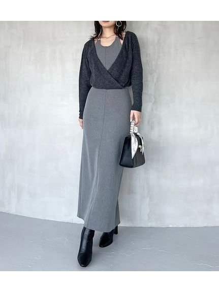【スナイデル/SNIDEL】のカシュクールニットセットホルターワンピース インテリア・キッズ・メンズ・レディースファッション・服の通販 founy(ファニー) 　ファッション　Fashion　レディースファッション　Fashion for Women　ワンピース　Dresses　ウェーブ　Wavy Pattern　エレガント 上品　Elegant　スマート　Smart, Elegant　ドレープ　Drape, Draping Fabric　フィット　Fit, Slim Fit　おすすめ　Recommended / Our Picks　GRY[006]|ID: prp329100004822966 ipo3291000000035068547