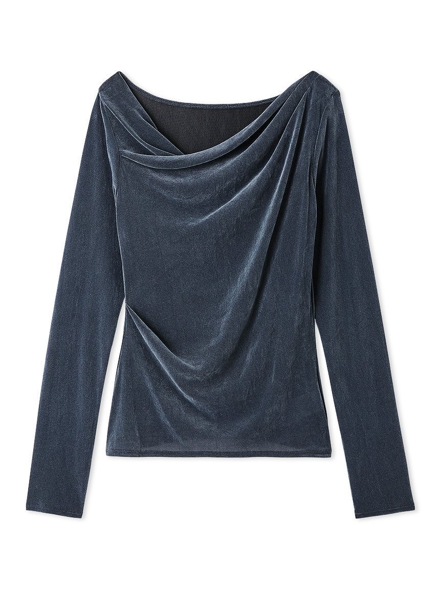 【フレイ アイディー/FRAY I.D】のデコルテタックフロッキーチュールトップス インテリア・キッズ・メンズ・レディースファッション・服の通販 founy(ファニー) 　ファッション　Fashion　レディースファッション　Fashion for Women　トップス・カットソー　Cut & Sew Tops　エレガント 上品　Elegant　ショルダー　Shoulder, Shoulder Strap　スマート　Smart, Elegant　チュール　Tulip, Tulip Motif　トレンド　Trend, Trending Now　人気　Popular, Best Seller　ベロア　Velour, Soft Velvet　A/W・秋冬　Autumn/Winter　BLU[086]|ID: prp329100004822993 ipo3291000000035069095