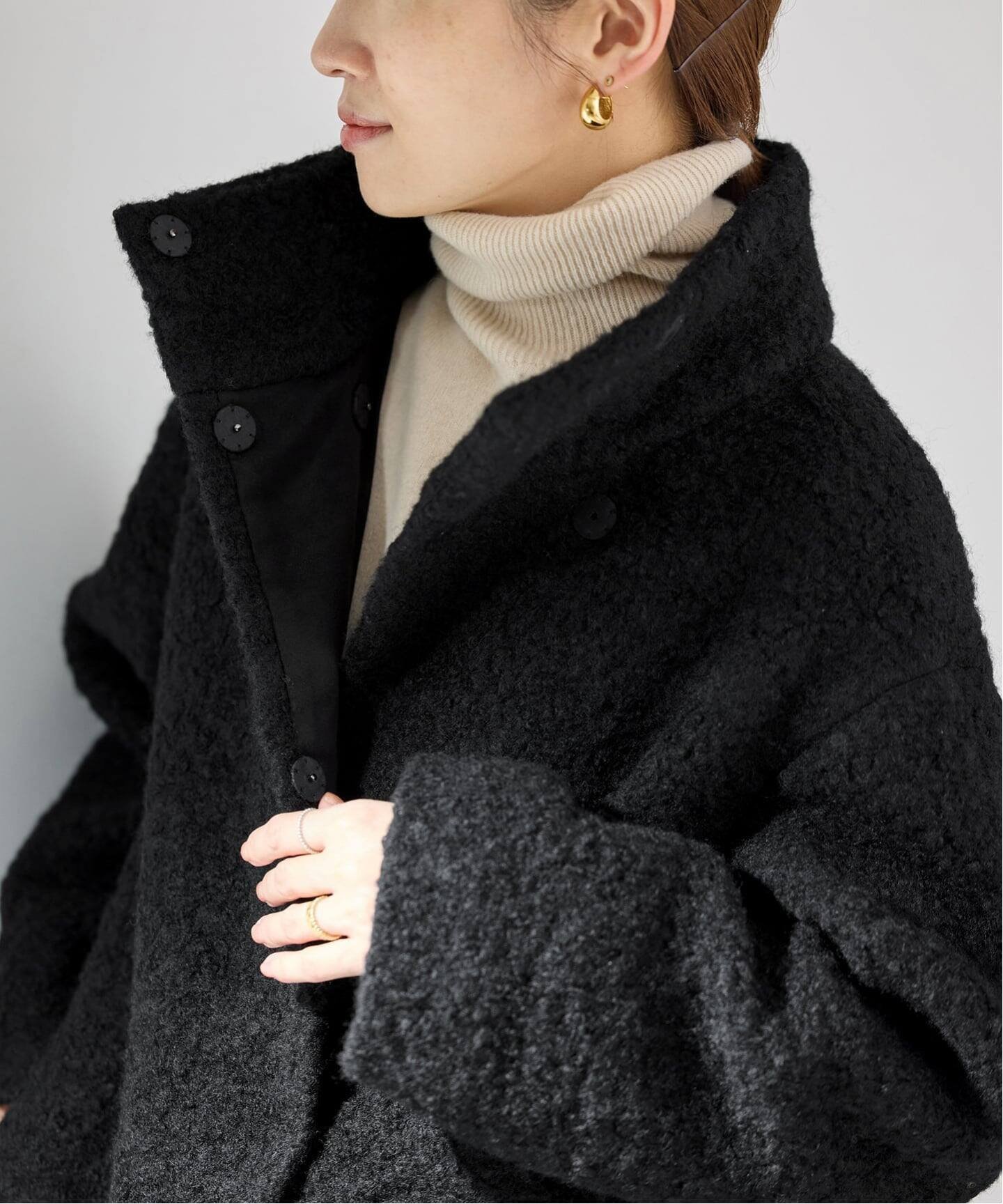 【イエナ/IENA】のループインレイハーフコート インテリア・キッズ・メンズ・レディースファッション・服の通販 founy(ファニー) 　ファッション　Fashion　レディースファッション　Fashion for Women　アウター　Coat / Outerwear Collection　コート・ロングコート・ピーコート　Long Coats, Peacoats & More　シンプル　Simple, Minimal　スタンド　Stand Collar, Upright Stand　スマート　Smart, Elegant　ハーフ　Half, Half-Length　おすすめ　Recommended / Our Picks　2026年　2026　ブラック|ID: prp329100004823013 ipo3291000000035069347