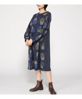 【スーパーハッカ/SUPER HAKKA】のコットンポリエステル フラワーポットニットジャカードワンピース 人気、トレンドファッション・服の通販 founy(ファニー) ファッション Fashion レディースファッション Fashion for Women ワンピース Dresses シンプル Simple, Minimal ジャカード／ジャガード Jacquard, Woven Pattern ダブル Double, Double-Breasted ドット Polka Dot, Dot Pattern フラワー Flower, Floral プレート Plate, Dish ポケット Pocket, Pocket Detail |ID:prp329100004823039