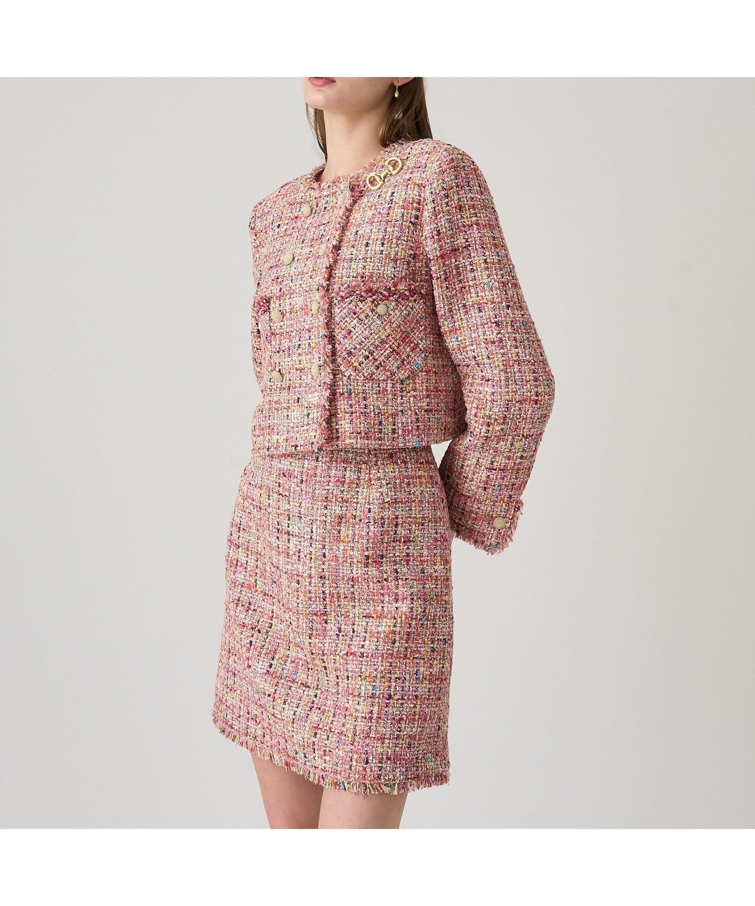 【アナイ/ANAYI】の【セットアップ対応商品】カラーミックスツイードショートジャケット 人気、トレンドファッション・服の通販 founy(ファニー) 　ファッション　Fashion　レディースファッション　Fashion for Women　アウター　Coat / Outerwear Collection　レディースジャケット・軽アウター　Jackets　エレガント 上品　Elegant　コンパクト　Compact, Small Size　ジャケット　Jacket, Outerwear　スマート　Smart, Elegant　セットアップ　Set-Up, Coordinated Outfit　ダブル　Double, Double-Breasted　ツイード　Twill, Twill Weave　フランス　France, French　フリンジ　Fringe, Tassel　ミックス　Mix, Mixed Style　ミニスカート　Mini Skirt, Short Skirt　ワイド　Wide, Wide Fit　A/W・秋冬　Autumn/Winter　再入荷　Restock / Back in Stock　 other-1|ID: prp329100004823052 ipo3291000000035069851