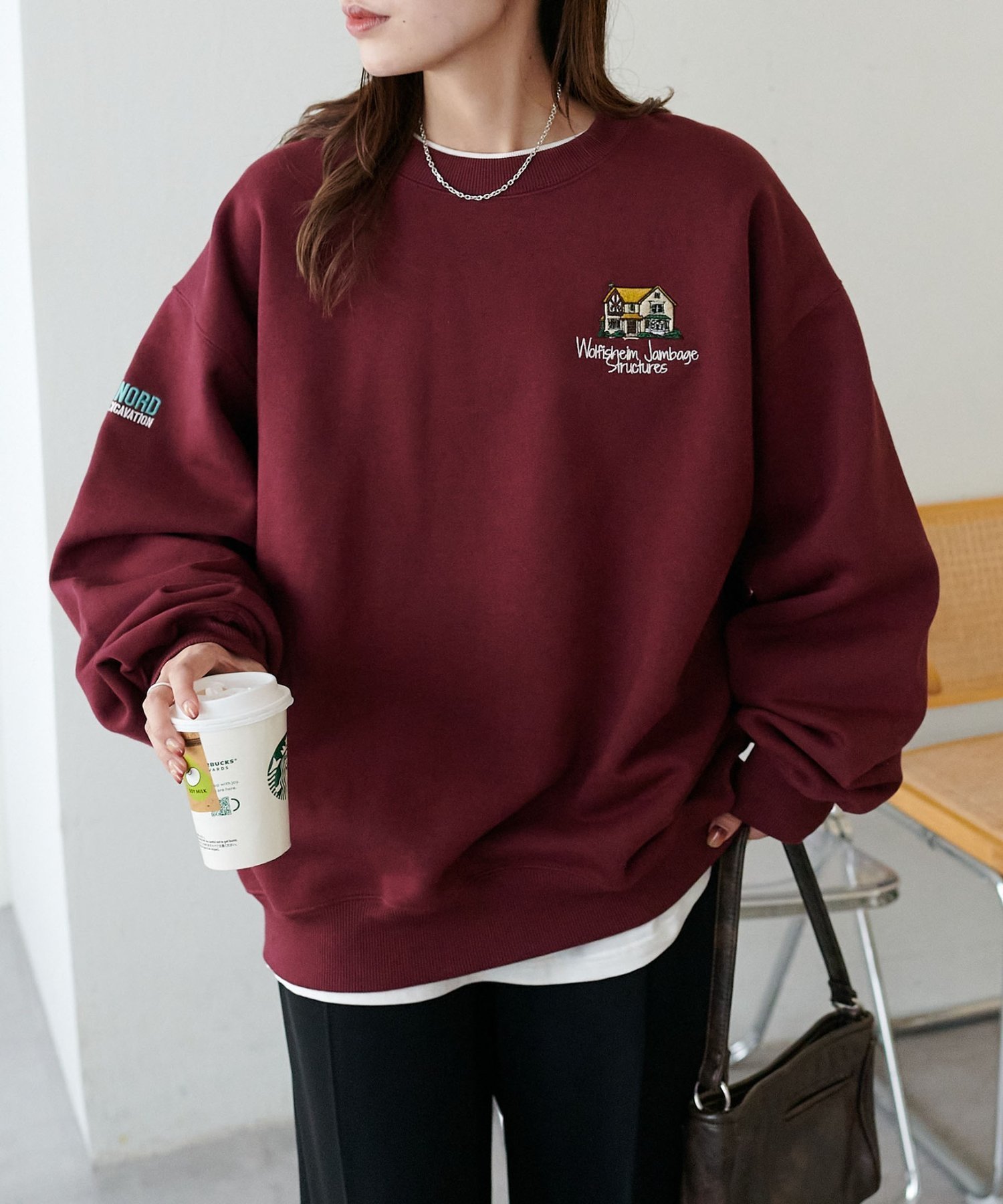 【ディスコート/Discoat】の【ユニセックス】スーベニア裏起毛スウェット インテリア・キッズ・メンズ・レディースファッション・服の通販 founy(ファニー) 　ファッション　Fashion　レディースファッション　Fashion for Women　トップス・カットソー　Cut & Sew Tops　レディースパーカー・カジュアルフーディー　Casual Hoodies & Sweatshirts　スウェット・クルーネックトップス　Sweatshirts & Crewnecks / Relaxed Fit Sweat Tops　おすすめ　Recommended / Our Picks　スウェット / スエット　Sweatshirt, Sweatwear　プリント　Print, Printed Pattern　冬　Winter / This Winter　旅行　Travel　ボルドー|ID: prp329100004823076 ipo3291000000035070233