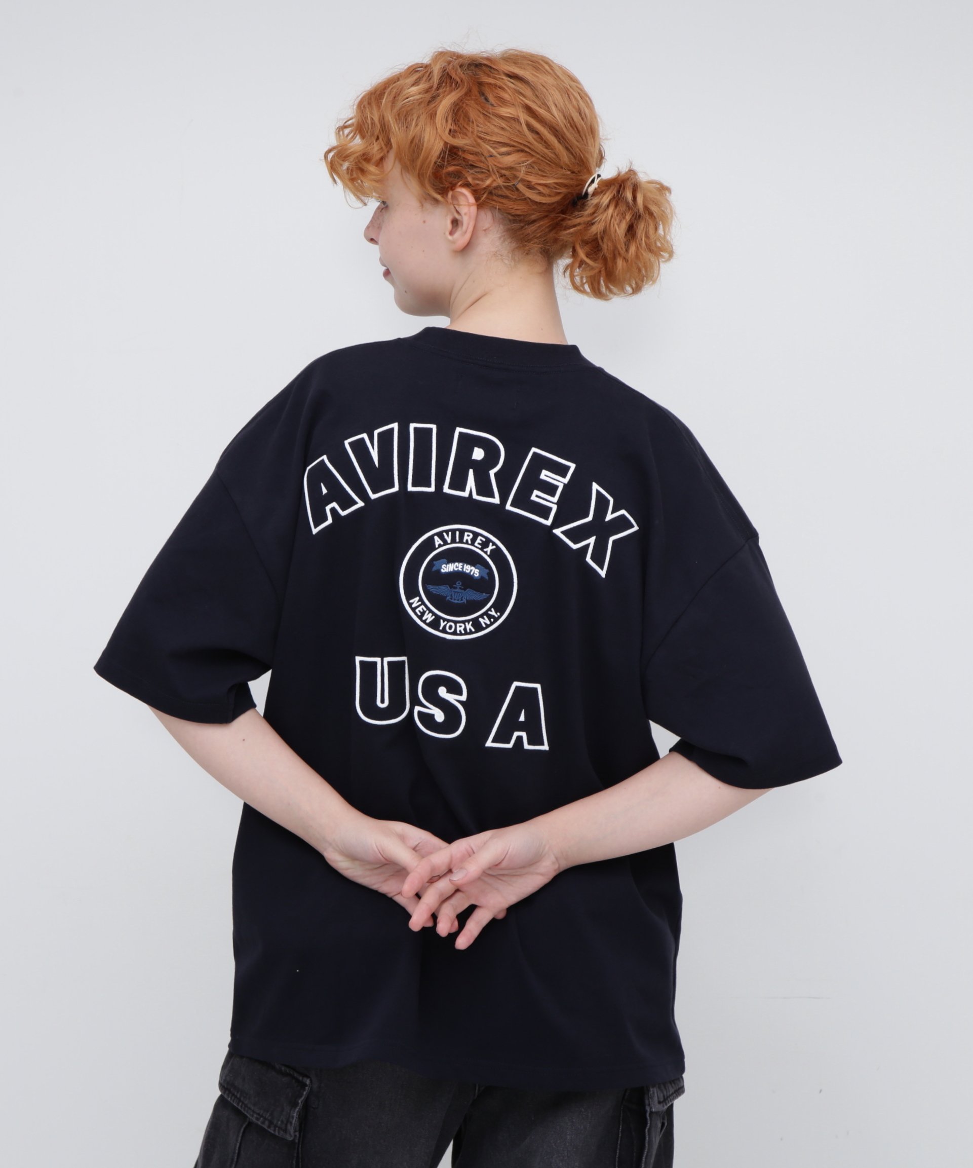 【アヴィレックス/AVIREX】のL-VARSITY LOGO T-SHIRT/バーシティーロゴティーシャツ インテリア・キッズ・メンズ・レディースファッション・服の通販 founy(ファニー) 　ファッション　Fashion　レディースファッション　Fashion for Women　トップス・カットソー　Cut & Sew Tops　シャツ・ブラウス・オフィスカジュアル　Elegant Blouses & Button-Ups　ロングTシャツ・Tシャツ　Longline T-Shirts & Tees　ミリタリー　Military, Army Style　ネイビー|ID: prp329100004823099 ipo3291000000035070748