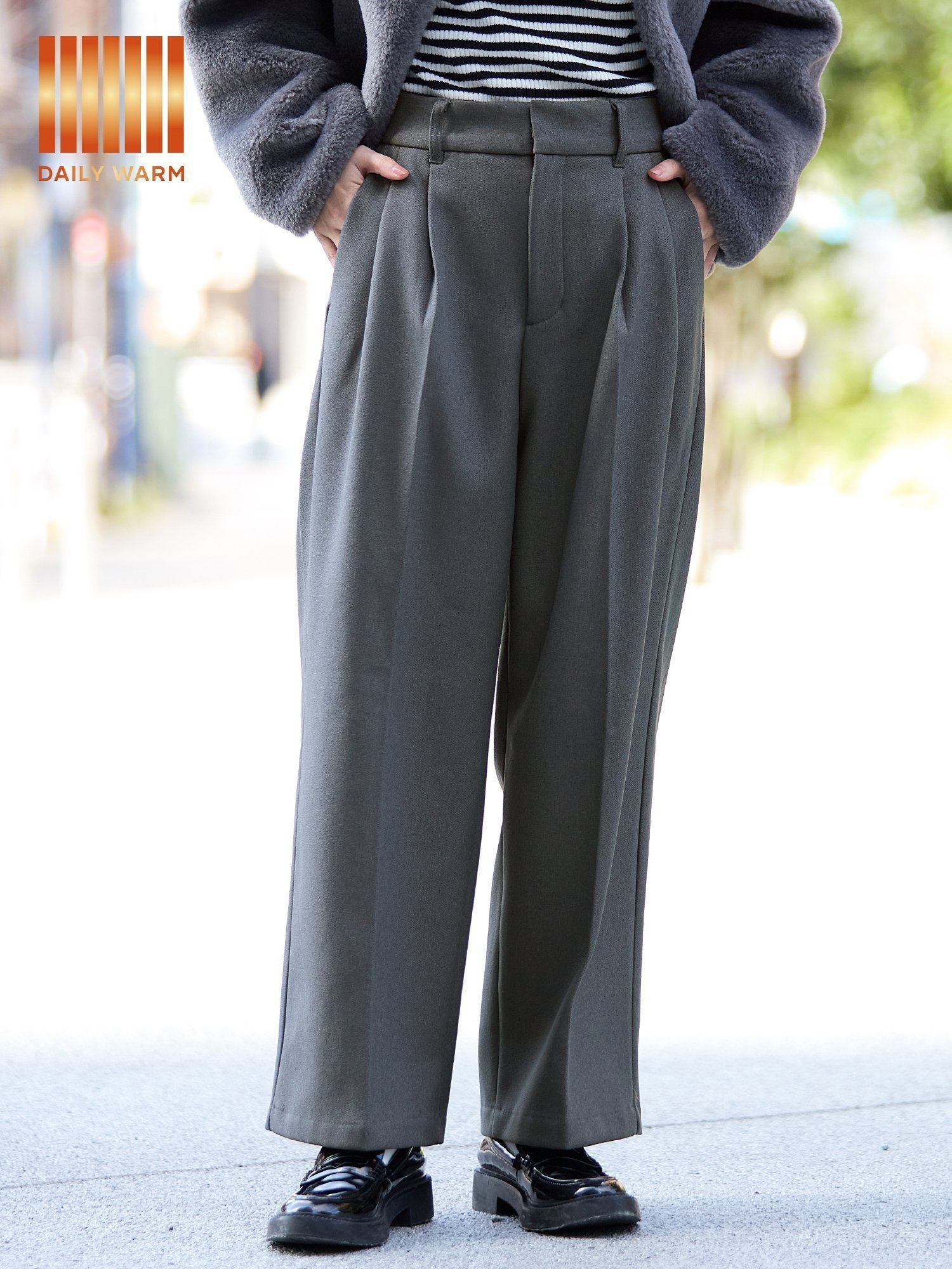 【コカ/COCA】の【DAILY WARM】裏起毛ワイドスラックス インテリア・キッズ・メンズ・レディースファッション・服の通販 founy(ファニー) 　ファッション　Fashion　レディースファッション　Fashion for Women　カットソー　Cut and Sewn Top　シンプル　Simple, Minimal　スウェット / スエット　Sweatshirt, Sweatwear　スラックス　Slacks, Dress Pants　センター　Center, Center Line　ダウン　Down, Puffer　ポケット　Pocket, Pocket Detail　無地　Plain, Solid Color　ワイド　Wide, Wide Fit　冬　Winter / This Winter　おすすめ　Recommended / Our Picks　エレガント 上品　Elegant　ビジネス 仕事 通勤　Business / Work / Commuting　2025年　2025　2025-2026秋冬・A/W　Autumn/Winter 2025–26 AW25–26　Gray|ID: prp329100004823153 ipo3291000000035071511