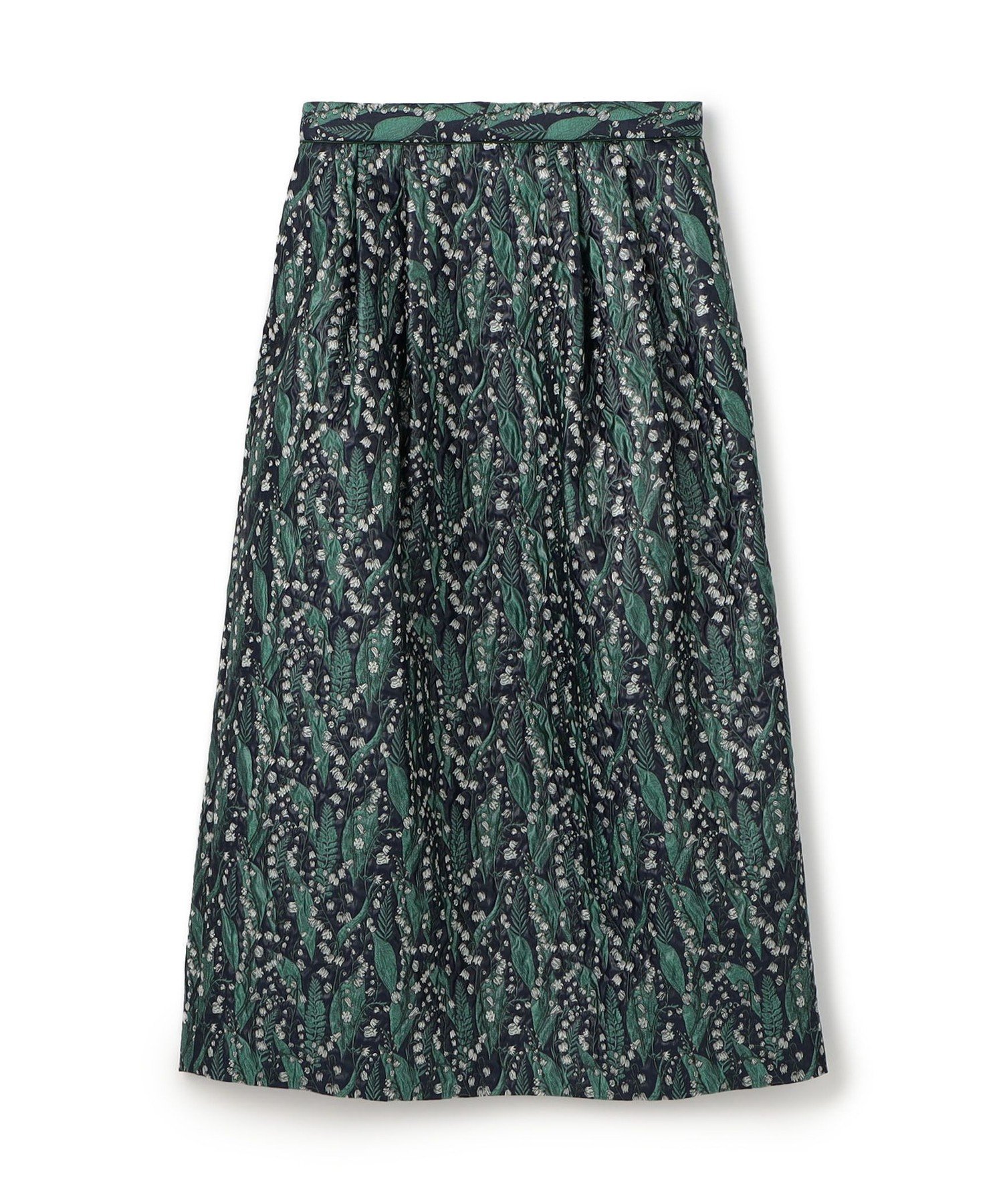 【トゥモローランド/TOMORROWLAND】のリリーベル タックAラインスカート インテリア・キッズ・メンズ・レディースファッション・服の通販 founy(ファニー) 　ファッション　Fashion　レディースファッション　Fashion for Women　スカート　Skirts　Aライン・フレアスカート　A-Line & Flared Skirts　イタリア　Italy　エレガント 上品　Elegant　シンプル　Simple, Minimal　ジャカード／ジャガード　Jacquard, Woven Pattern　モチーフ　Motif, Design Theme　定番　Standard, Basic Item　56 グリーン系|ID: prp329100004823196 ipo3291000000035071958