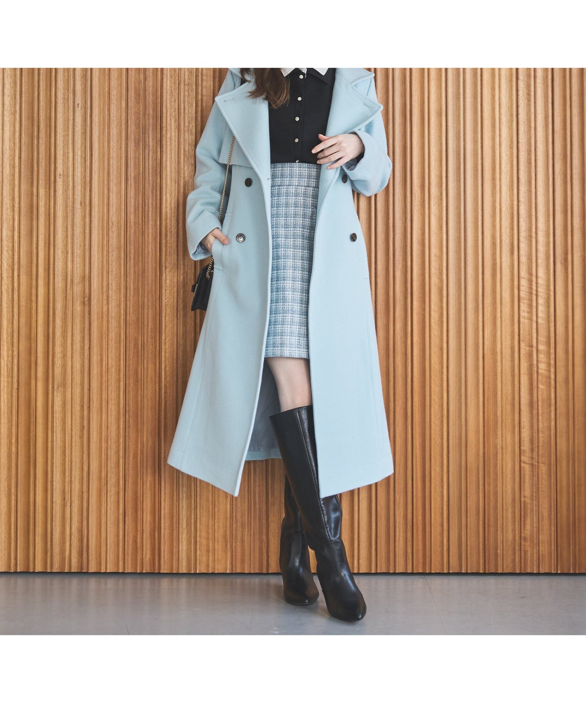 【スウィングル/Swingle】のウールスタンドカラーコート インテリア・キッズ・メンズ・レディースファッション・服の通販 founy(ファニー) 　ファッション　Fashion　レディースファッション　Fashion for Women　アウター　Coat / Outerwear Collection　コート・ロングコート・ピーコート　Long Coats, Peacoats & More　おすすめ　Recommended / Our Picks　クラシカル　Classical, Vintage-Inspired　スタンド　Stand Collar, Upright Stand　ストレート　Straight, Straight Cut　ビジネス 仕事 通勤　Business / Work / Commuting　ロング　Long, Long-Length　サックス|ID: prp329100004823219 ipo3291000000035072286