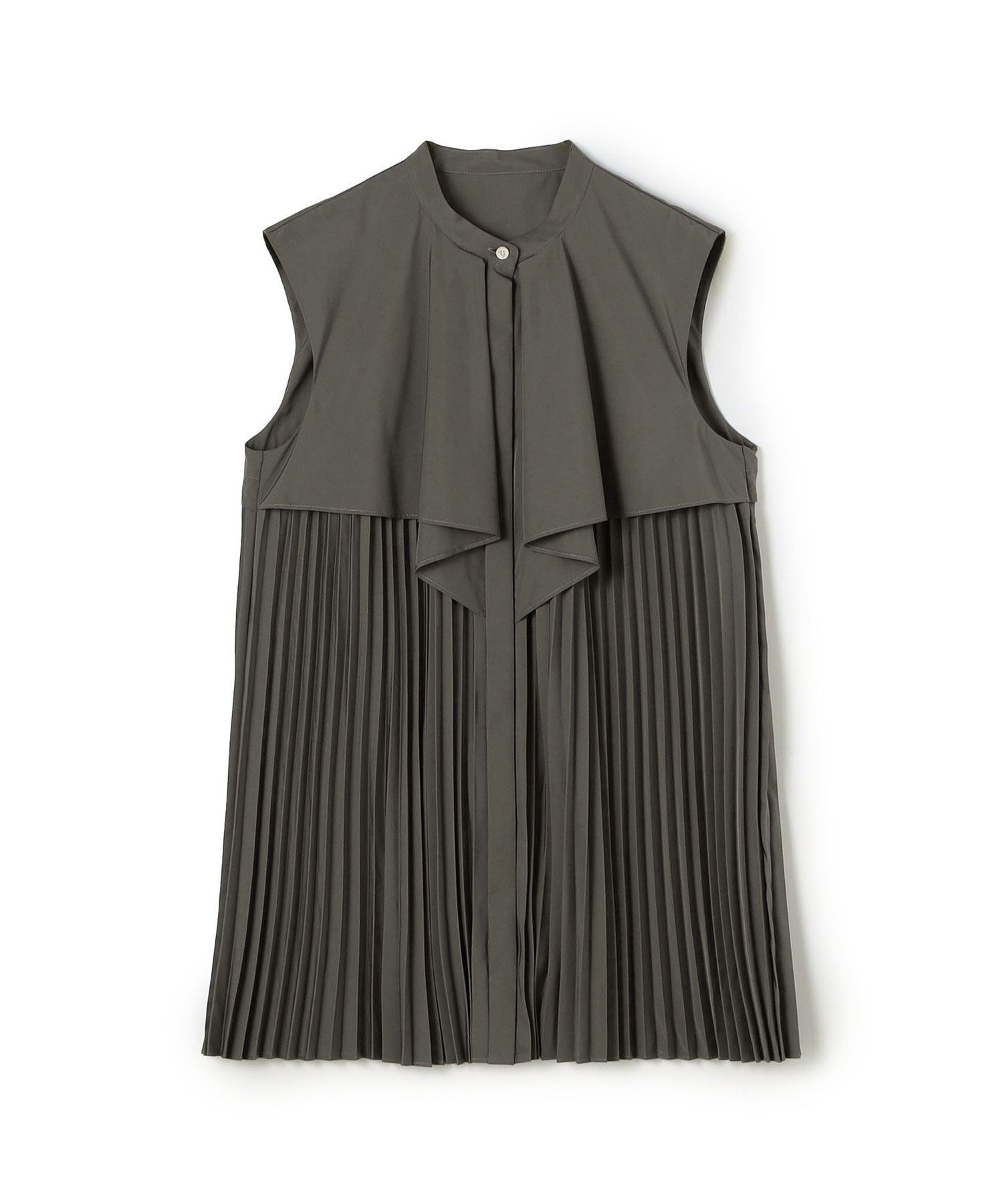 【トゥモローランド/TOMORROWLAND】のスパンブロード フロントドレープブラウス インテリア・キッズ・メンズ・レディースファッション・服の通販 founy(ファニー) 　ファッション　Fashion　レディースファッション　Fashion for Women　トップス・カットソー　Cut & Sew Tops　シャツ・ブラウス・オフィスカジュアル　Elegant Blouses & Button-Ups　おすすめ　Recommended / Our Picks　カーディガン　Cardigan, Knitwear　フロント　Front, Front Design　ブロード　Broadcloth, Fine Cotton　プリーツ　Pleats, Pleated　エレガント 上品　Elegant　15 グレー|ID: prp329100004823243 ipo3291000000035072487