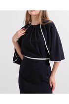 【ピンキーアンドダイアン/Pinky&Dianne】のバイカラーケープブラウス 人気、トレンドファッション・服の通販 founy(ファニー) ファッション Fashion レディースファッション Fashion for Women トップス・カットソー Cut & Sew Tops シャツ・ブラウス・オフィスカジュアル Elegant Blouses & Button-Ups コンパクト Compact, Small Size スタンダード Standard, Basic ストレッチ Stretch, Stretchy Fabric ツイル Twist, Twisted Detail ノースリーブ Sleeveless, No-Sleeve エレガント 上品 Elegant 羽織 Haori, Light Jacket thumbnail ネイビー|ID: prp329100004823246 ipo3291000000035072518