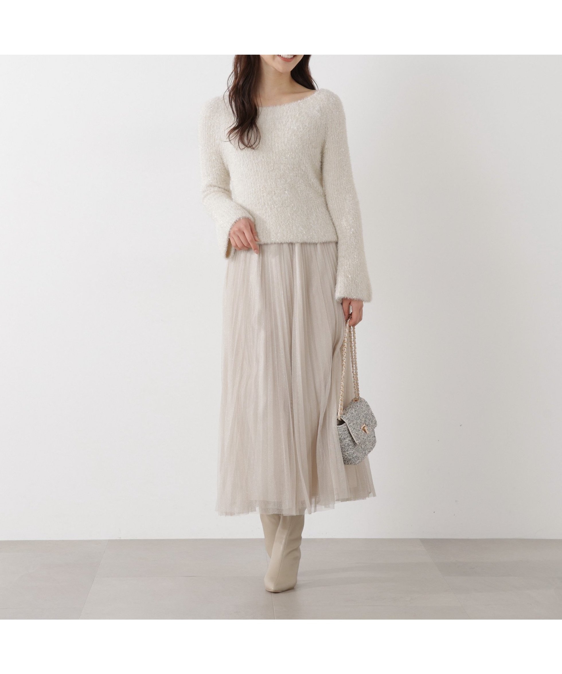 【プロポーション ボディドレッシング/PROPORTION BODY DRESSING】の《EDIT COLOGNE》ラメプリーツスカート インテリア・キッズ・メンズ・レディースファッション・服の通販 founy(ファニー) 　ファッション　Fashion　レディースファッション　Fashion for Women　スカート　Skirts　プリーツスカート / 上品フェミニンスタイル　Pleated Skirts　スウェット / スエット　Sweatshirt, Sweatwear　チュール　Tulip, Tulip Motif　フェミニン　Feminine, Girly　プリーツ　Pleats, Pleated　アイボリー2|ID: prp329100004823258 ipo3291000000035072596