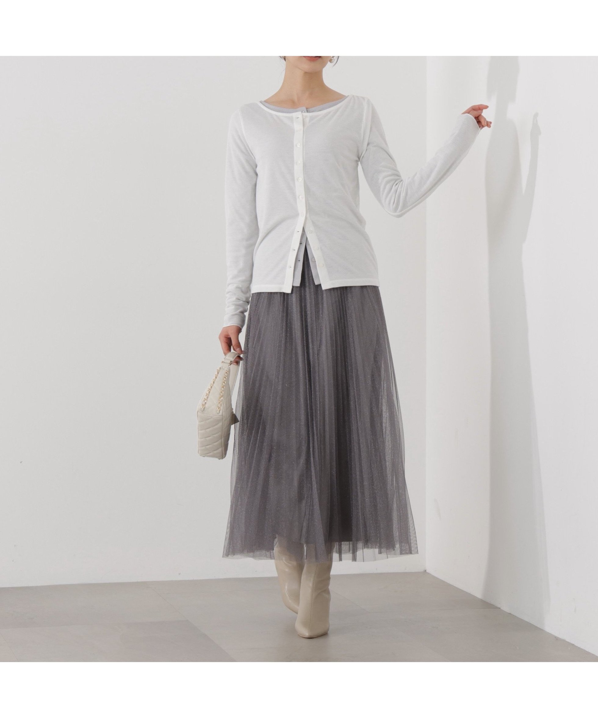 【プロポーション ボディドレッシング/PROPORTION BODY DRESSING】の《EDIT COLOGNE》ラメプリーツスカート インテリア・キッズ・メンズ・レディースファッション・服の通販 founy(ファニー) 　ファッション　Fashion　レディースファッション　Fashion for Women　スカート　Skirts　プリーツスカート / 上品フェミニンスタイル　Pleated Skirts　スウェット / スエット　Sweatshirt, Sweatwear　チュール　Tulip, Tulip Motif　フェミニン　Feminine, Girly　プリーツ　Pleats, Pleated　チャコール2|ID: prp329100004823258 ipo3291000000035072598