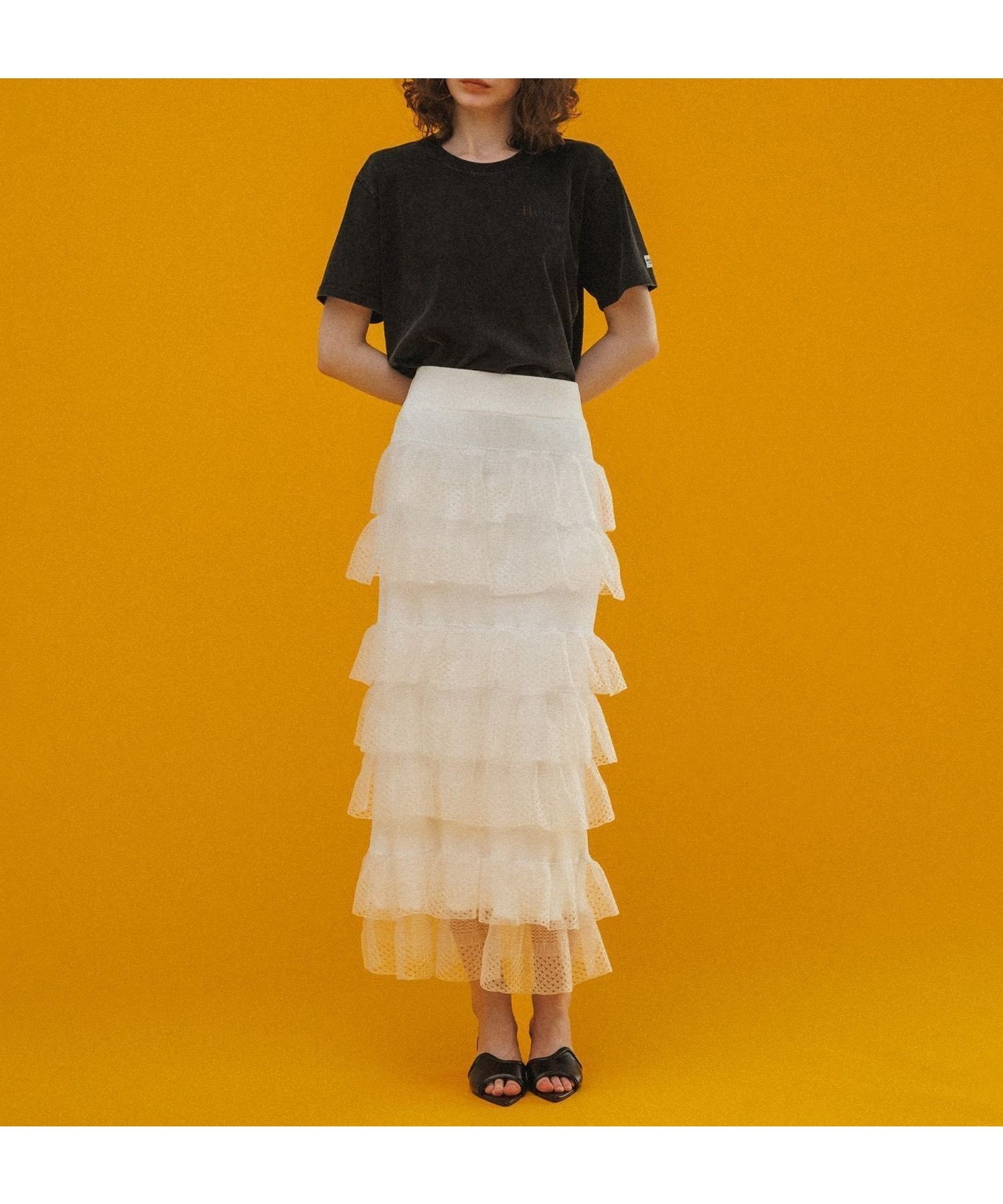 【アダム エ ロペ/ADAM ET ROPE'】のシアーフリルスカート インテリア・キッズ・メンズ・レディースファッション・服の通販 founy(ファニー) 　ファッション　Fashion　レディースファッション　Fashion for Women　スカート　Skirts　春　Spring　ギャザー　Gathered, Ruffled　サンダル　Sandals, Summer Shoes　スウェット / スエット　Sweatshirt, Sweatwear　スニーカー　Sneakers, Trainers　バランス　Balance, Style Balance　フェミニン　Feminine, Girly　フリル　Frill, Ruffle　ポケット　Pocket, Pocket Detail　レース　Lace, Lace Fabric　S/S・春夏　SS, Spring/Summer, Warm Season　おすすめ　Recommended / Our Picks　夏　Summer　2025年　2025　2025春夏・S/S　Spring/Summer 2025 SS25　ホワイト(10)|ID: prp329100004823272 ipo3291000000035072775