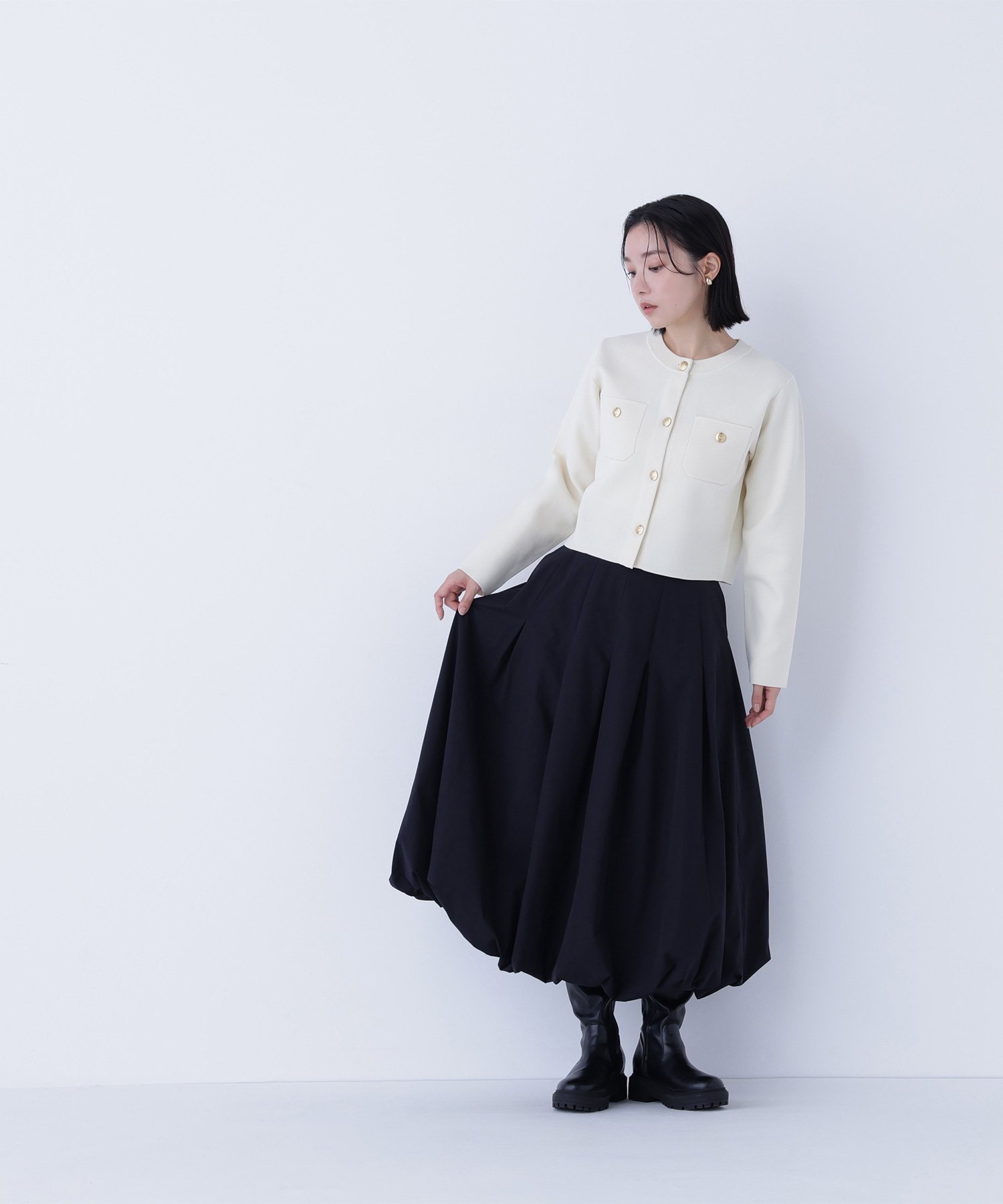 【ナチュラル ビューティー ベーシック/NATURAL BEAUTY BASIC】のタックバルーンスカート インテリア・キッズ・メンズ・レディースファッション・服の通販 founy(ファニー) 　ファッション　Fashion　レディースファッション　Fashion for Women　スカート　Skirts　タフタ　Taffeta, Structured Fabric　バルーン　Balloon, Balloon Silhouette　ポケット　Pocket, Pocket Detail　ブラック|ID: prp329100004823293 ipo3291000000035072948