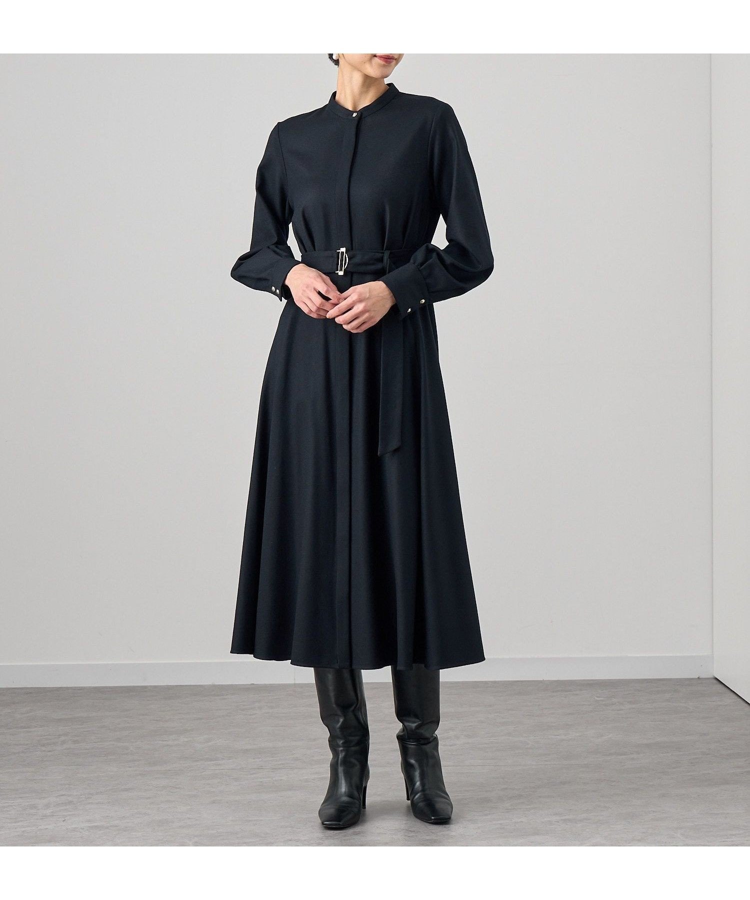 【アナイ/ANAYI】のハイカウントフラノフレア ワンピース 人気、トレンドファッション・服の通販 founy(ファニー) 　ファッション　Fashion　レディースファッション　Fashion for Women　ワンピース　Dresses　エレガント 上品　Elegant　ショート　Short, Short Length　シンプル　Simple, Minimal　スタンド　Stand Collar, Upright Stand　スマート　Smart, Elegant　ネックレス　Necklace, Pendant Necklace　ペチコート　Petticoat, Underskirt　ロング　Long, Long-Length　A/W・秋冬　Autumn/Winter　再入荷　Restock / Back in Stock　 other-1|ID: prp329100004823322 ipo3291000000035073275