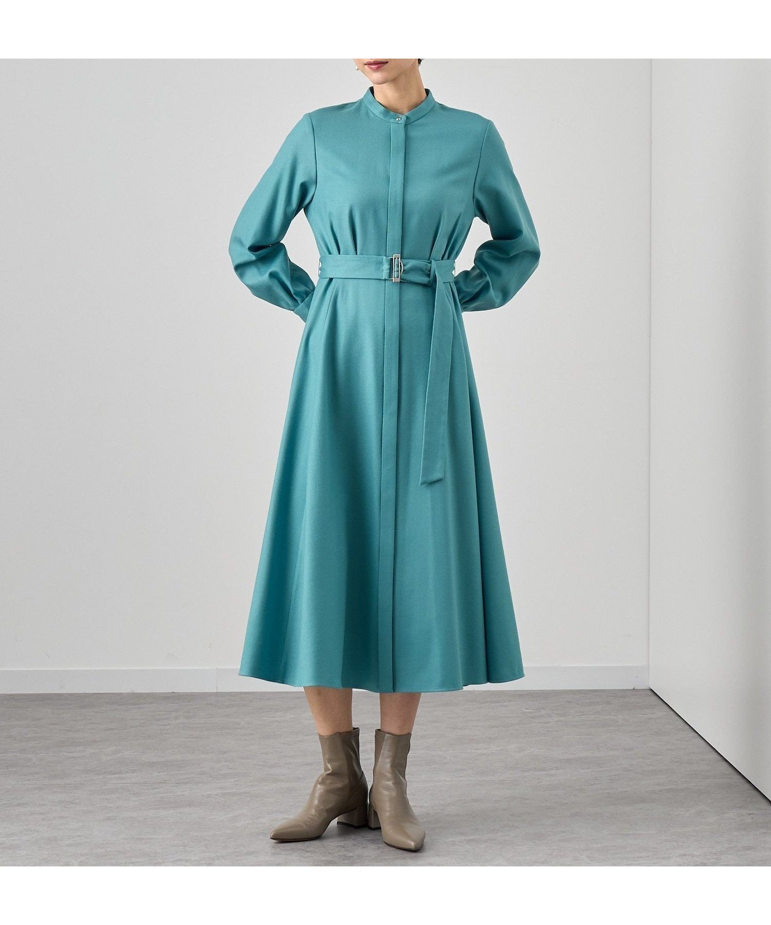 【アナイ/ANAYI】のハイカウントフラノフレア ワンピース インテリア・キッズ・メンズ・レディースファッション・服の通販 founy(ファニー) 　ファッション　Fashion　レディースファッション　Fashion for Women　ワンピース　Dresses　エレガント 上品　Elegant　ショート　Short, Short Length　シンプル　Simple, Minimal　スタンド　Stand Collar, Upright Stand　スマート　Smart, Elegant　ネックレス　Necklace, Pendant Necklace　ペチコート　Petticoat, Underskirt　ロング　Long, Long-Length　A/W・秋冬　Autumn/Winter　再入荷　Restock / Back in Stock　blue|ID: prp329100004823322 ipo3291000000035073278