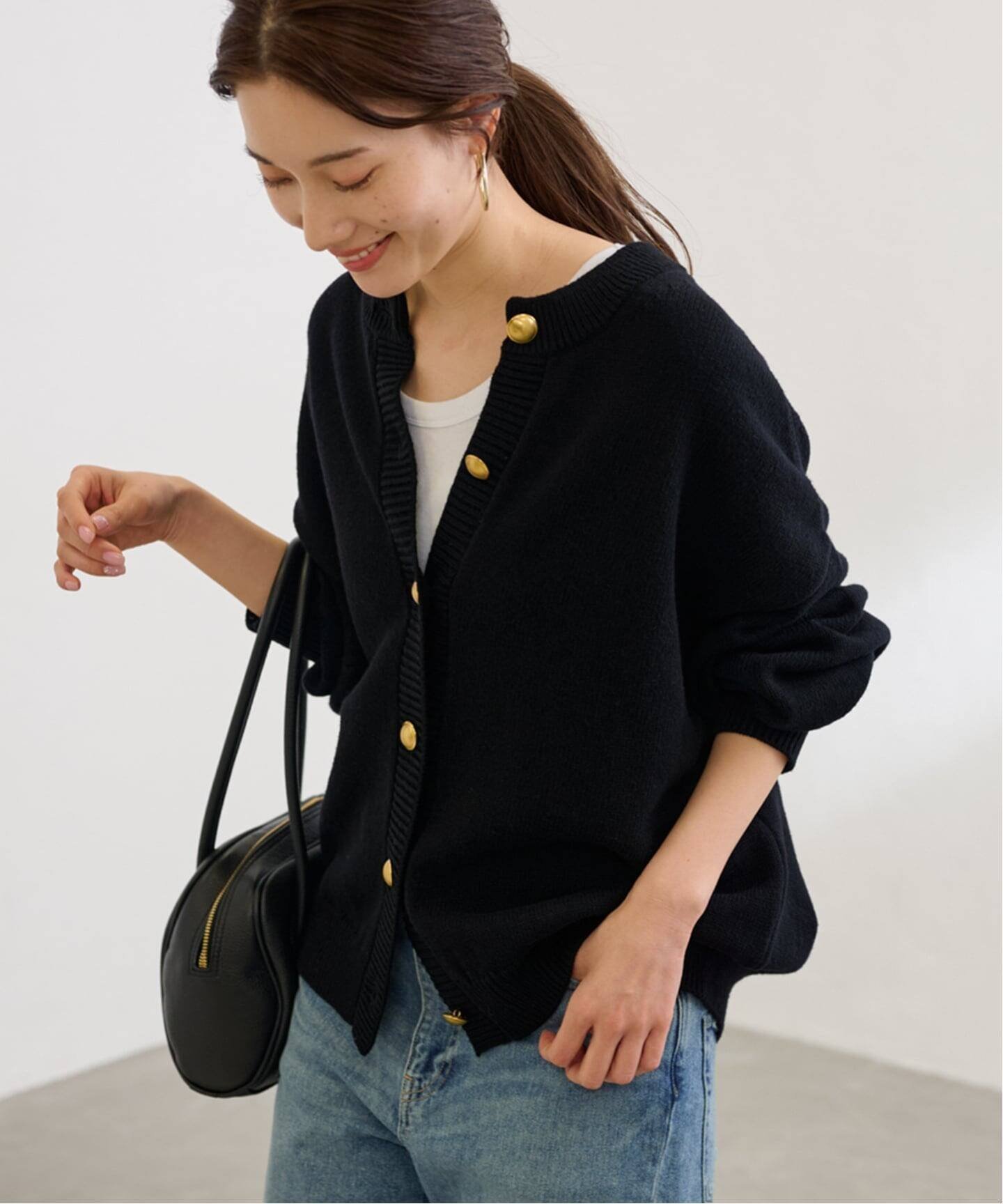 【フレームワーク/FRAMeWORK】の≪WEB限定追加≫メタルボタン2WAYカーディガン 2 インテリア・キッズ・メンズ・レディースファッション・服の通販 founy(ファニー) 　ファッション　Fashion　レディースファッション　Fashion for Women　トップス・カットソー　Cut & Sew Tops　カーディガン・羽織り　Layered Style Cardigans　おすすめ　Recommended / Our Picks　カットソー　Cut and Sewn Top　カーディガン　Cardigan, Knitwear　メタル　Metal, Metal Parts　再入荷　Restock / Back in Stock　ブラック|ID: prp329100004823324 ipo3291000000035073330