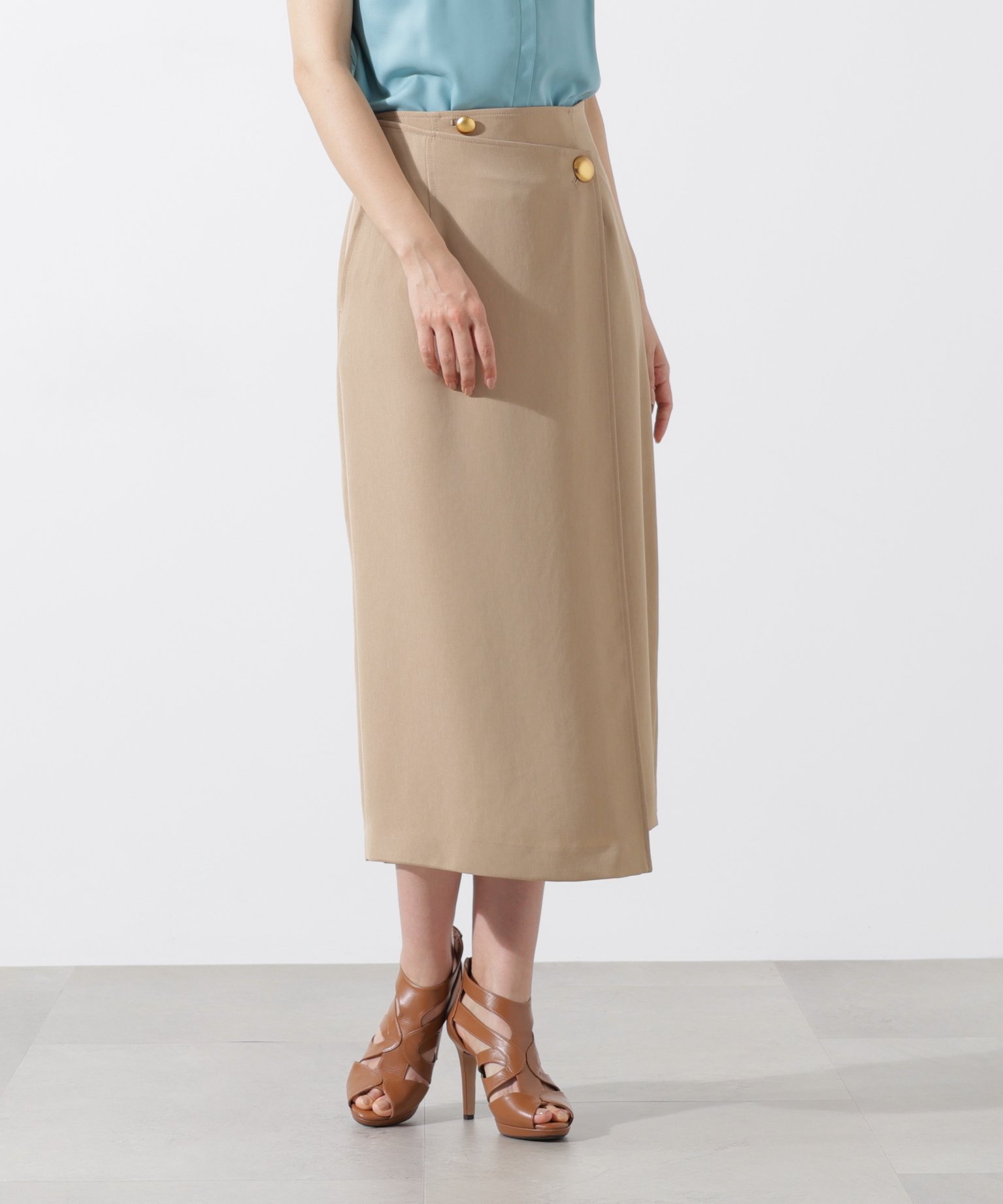 【ピンキーアンドダイアン/Pinky&Dianne】のステップヘムラップスカート インテリア・キッズ・メンズ・レディースファッション・服の通販 founy(ファニー) 　ファッション　Fashion　レディースファッション　Fashion for Women　スカート　Skirts　アシンメトリー　Asymmetrical Style　サテン　Satin, Glossy Fabric　スタンダード　Standard, Basic　ストレッチ　Stretch, Stretchy Fabric　タイトスカート　Pencil Skirt, Tight Skirt　ポケット　Pocket, Pocket Detail　メタル　Metal, Metal Parts　ラップ　Wrap, Wrap Design　キャメル5|ID: prp329100004823327 ipo3291000000035073352