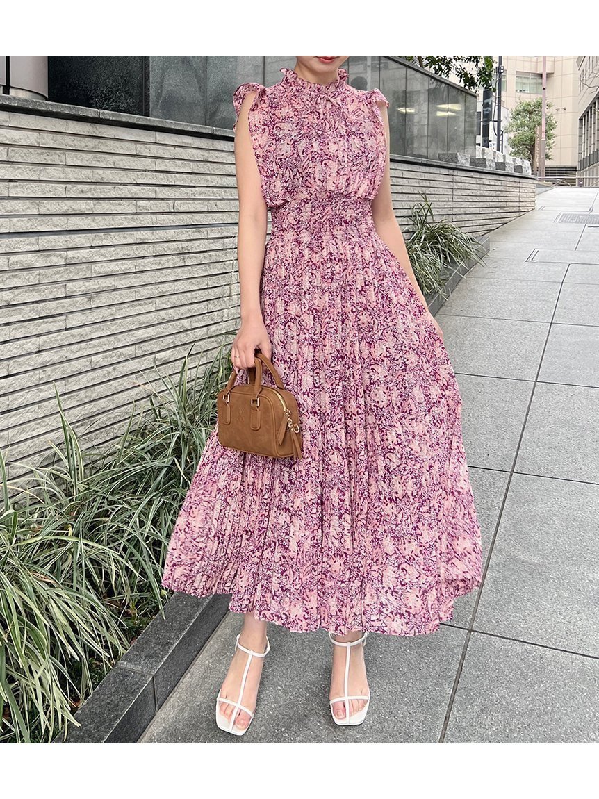 【スナイデル/SNIDEL】のSustainable20周年プリントワンピース インテリア・キッズ・メンズ・レディースファッション・服の通販 founy(ファニー) 　ファッション　Fashion　レディースファッション　Fashion for Women　ワンピース　Dresses　イエロー　Yellow　インナー　Innerwear　オレンジ　Orange　春　Spring　秋　Autumn　シャーリング　Shirring, Ruched　スマート　Smart, Elegant　ターコイズ　Turquoise, Blue-Green　人気　Popular, Best Seller　パープル　Purple, Violet　フラワー　Flower, Floral　フリル　Frill, Ruffle　プリント　Print, Printed Pattern　ペイズリー　Paisley, Ethnic Pattern　ボタニカル　Botanical, Floral Pattern　マーガレット　Marguerite, Daisy Pattern　ラベンダー　Lavender　冬　Winter / This Winter　夏　Summer　エレガント 上品　Elegant　D[904]|ID: prp329100004823398 ipo3291000000035074819