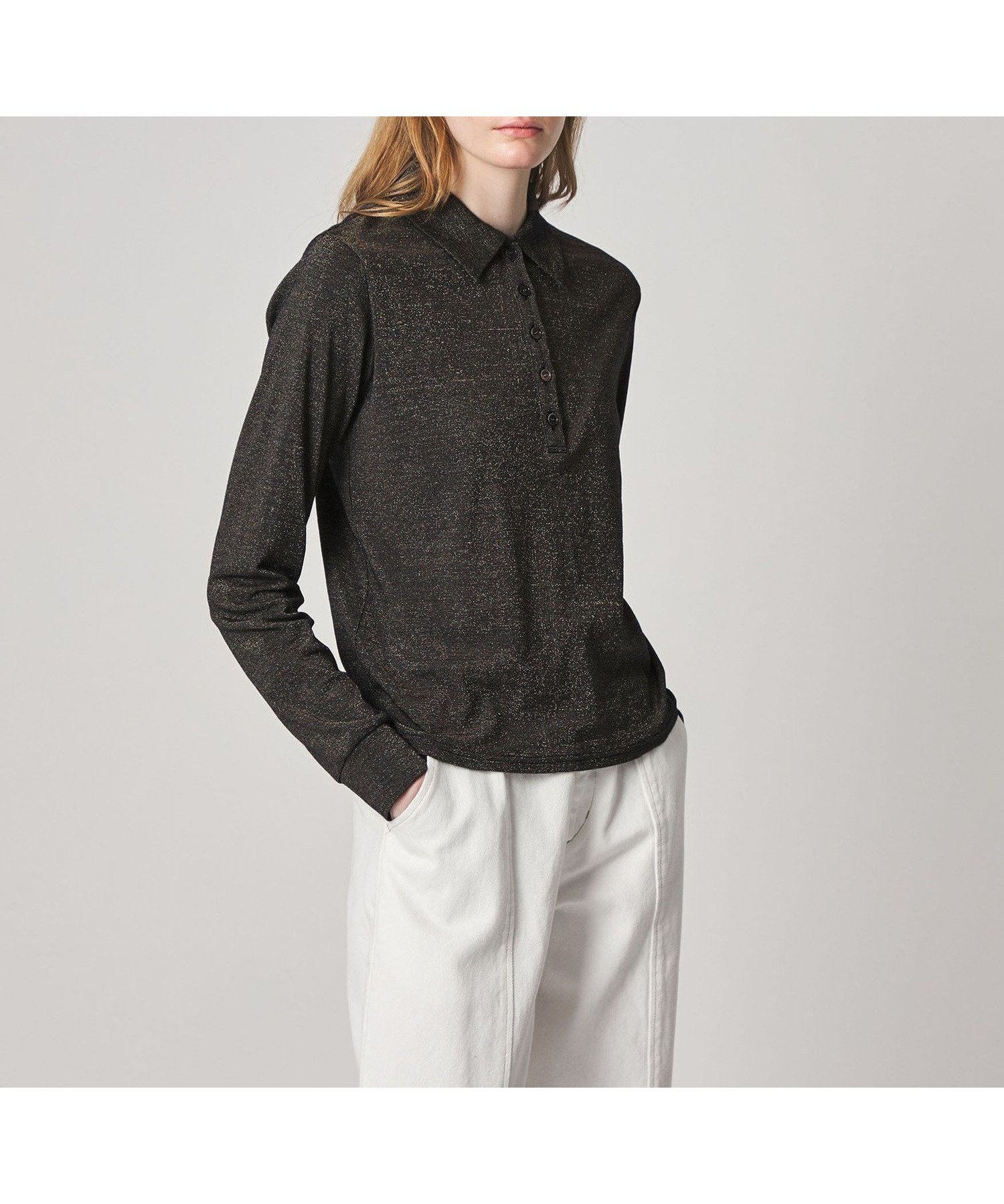 【ビューティ&ユース ユナイテッドアローズ/BEAUTY&YOUTH / UNITED ARROWS】のSteven Alan ラメ ジャージー ポロカットソー インテリア・キッズ・メンズ・レディースファッション・服の通販 founy(ファニー) ファッション Fashion レディースファッション Fashion for Women トップス・カットソー Cut & Sew Tops カットソー・ベーシックTシャツ Cut-and-Sewn Tops / Stretch Tees & Basics インナー Innerwear ポロシャツ Polo Shirt, Collared Tee BLACK|ID: prp329100004823442 ipo3291000000035075252