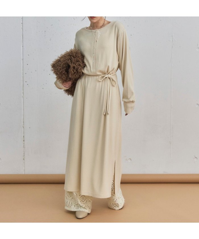 【ドゥ アルシーヴ/Doux archives】の2WAYヘンリーネックリブワンピース インテリア・キッズ・メンズ・レディースファッション・服の通販 founy(ファニー) https://founy.com/ ファッション Fashion レディースファッション Fashion for Women ワンピース Dresses カットソー Cut and Sewn Top リボン Ribbon, Bow |ID: prp329100004823448 ipo3291000000035178274