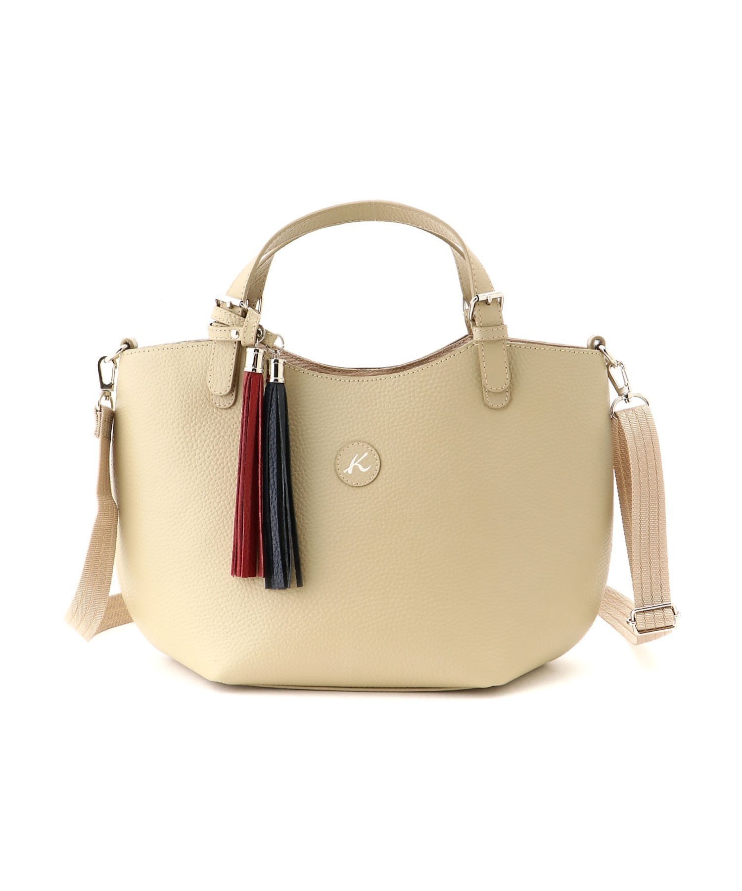 【キタムラケイツウ/KitamuraK2】のKitamuraK2/2WAY牛革ハンドバッグ インテリア・キッズ・メンズ・レディースファッション・服の通販 founy(ファニー) 　ファッション　Fashion　レディースファッション　Fashion for Women　バッグ　Bags　ショルダー　Shoulder, Shoulder Strap　シンプル　Simple, Minimal　フリンジ　Fringe, Tassel　ベーシック　Basic, Essential　ポーチ　Pouch, Small Case　人気　Popular, Best Seller　定番　Standard, Basic Item　ベージュ|ID: prp329100004823463 ipo3291000000035075502