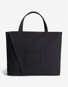 【メゾン キツネ/MAISON KITSUNE】のMaison Kitsune/FOX HEAD XL TOTE 人気、トレンドファッション・服の通販 founy(ファニー) ファッション Fashion レディースファッション Fashion for Women バッグ Bags キャンバス Canvas, Canvas Fabric グログラン Grosgrain, Grosgrain Ribbon コレクション Collection, Seasonal Line ショルダー Shoulder, Shoulder Strap スタイリッシュ Stylish, Fashionable ツイル Twist, Twisted Detail 定番 Standard, Basic Item ハンド Hand, Handmade フォックス Fox, Fox Fur フロント Front, Front Design ポケット Pocket, Pocket Detail A/W・秋冬 Autumn/Winter 冬 Winter / This Winter thumbnail BLACK|ID: prp329100004823499 ipo3291000000035075984