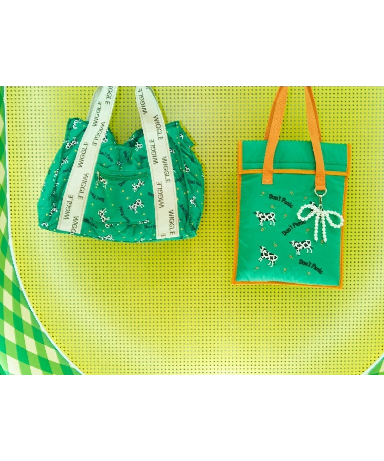 【チャオパニックティピー/CIAOPANIC TYPY】の【wiggle wiggle】マルチウェイトートバッグ インテリア・キッズ・メンズ・レディースファッション・服の通販 founy(ファニー) 　ファッション　Fashion　レディースファッション　Fashion for Women　バッグ　Bags　カラフル　Colorful Design　キャラクター　Character, Licensed Characters　キルティング　Quilted, Quilting　コンパクト　Compact, Small Size　スマート　Smart, Elegant　財布　Wallet, Purse　チャーム　Charm, Pendant　手帳　Planner, Notebook　人気　Popular, Best Seller　ベビー　Baby, Babywear　ポケット　Pocket, Pocket Detail　モチーフ　Motif, Design Theme　おすすめ　Recommended / Our Picks　旅行　Travel　グリーン|ID: prp329100004823561 ipo3291000000035076642