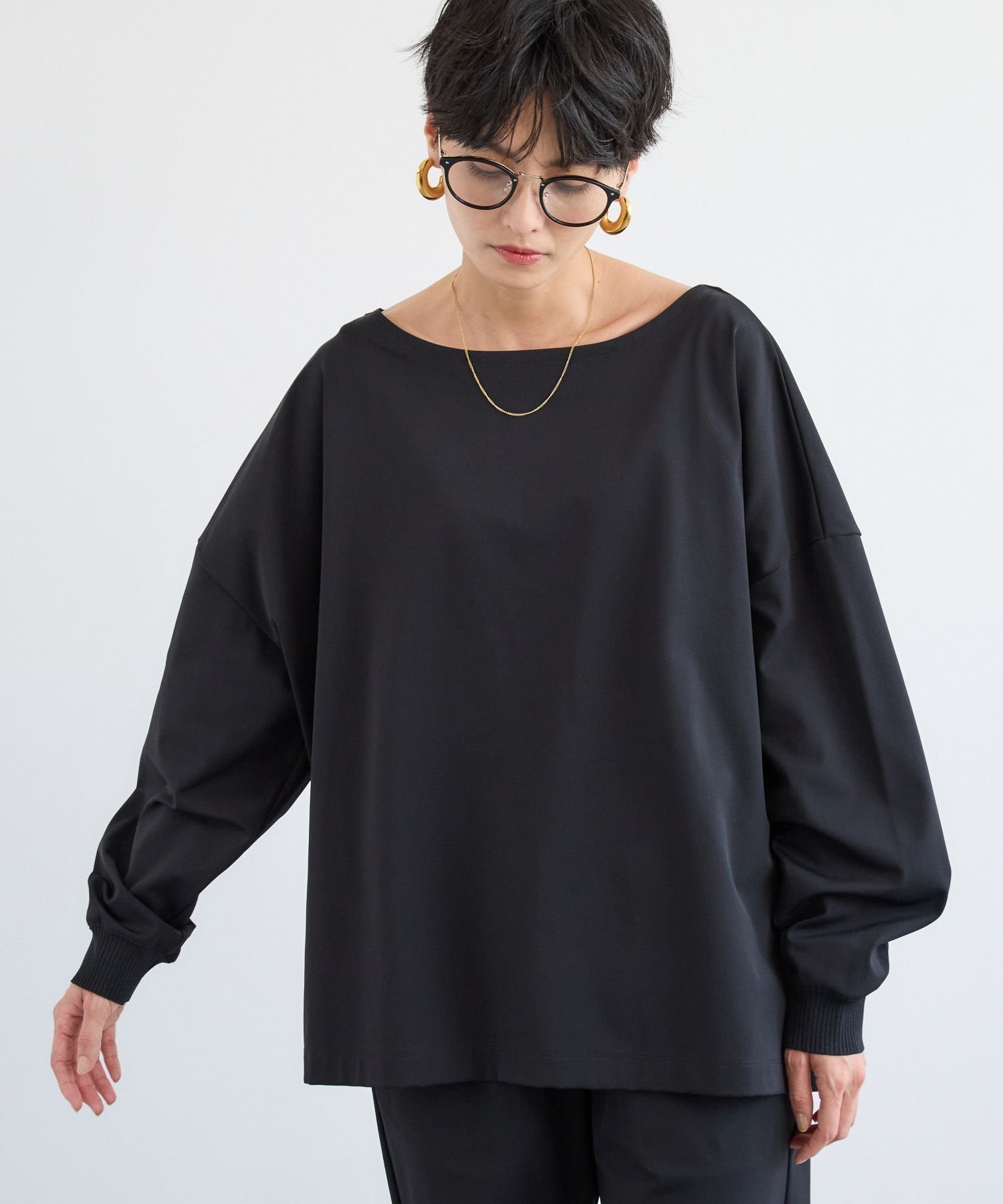 【バンヤードストーム/BARNYARDSTORM】のハイテンションワイドプルオーバー インテリア・キッズ・メンズ・レディースファッション・服の通販 founy(ファニー) 　ファッション　Fashion　レディースファッション　Fashion for Women　トップス・カットソー　Cut & Sew Tops　カジュアルプルオーバー・ニットトップス　Pullovers & Knit Tops / Casual Pullovers　おすすめ　Recommended / Our Picks　シンプル　Simple, Minimal　ストレッチ　Stretch, Stretchy Fabric　セットアップ　Set-Up, Coordinated Outfit　ネックレス　Necklace, Pendant Necklace　バランス　Balance, Style Balance　人気　Popular, Best Seller　ビジネス 仕事 通勤　Business / Work / Commuting　ブラック19|ID: prp329100004823586 ipo3291000000035076943