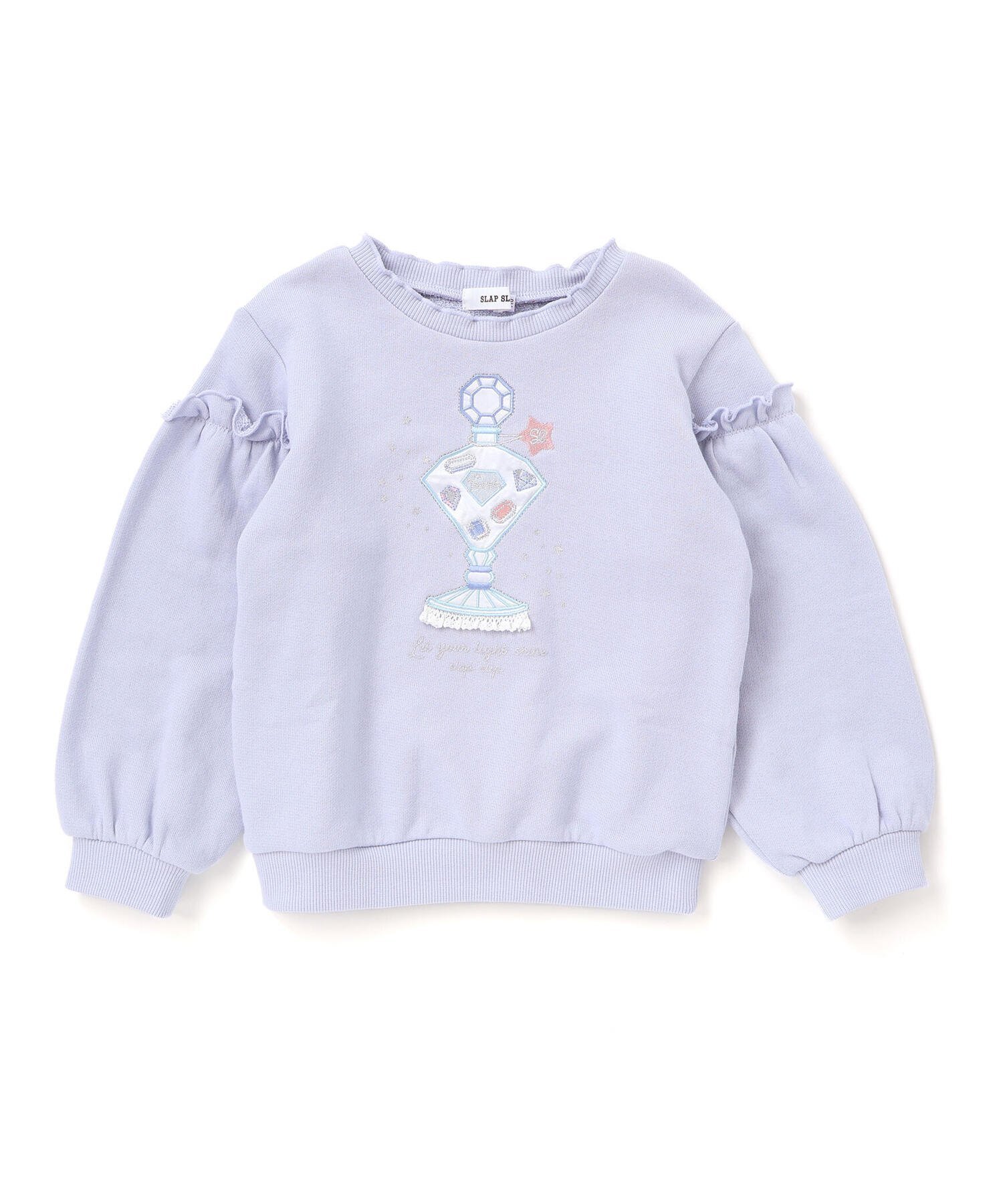 【ベベ オンライン ストア/BEBE ONLINE STORE / KIDS】のケーキパフュームボトルモチーフキラキラパッチ刺しゅうトレーナー(80~130cm) インテリア・キッズ・メンズ・レディースファッション・服の通販 founy(ファニー) 　ファッション　Fashion　キッズファッション　Fashion for Kids　秋　Autumn　キャップ　Cap, Baseball Cap　クラウン　Crown, Royal Motif　サテン　Satin, Glossy Fabric　シンプル　Simple, Minimal　ジュエル　Jewel, Gemstone　チェック　Check, Plaid, Tartan　トレーナー　Sweatshirt, Trainer　長袖　Long Sleeve, Full Sleeve　パッチ　Patch, Appliqué　フレンチ　French, French Style　フロント　Front, Front Design　ミックス　Mix, Mixed Style　モチーフ　Motif, Design Theme　レース　Lace, Lace Fabric　A/W・秋冬　Autumn/Winter　おすすめ　Recommended / Our Picks　エレガント 上品　Elegant　2025年　2025　2025-2026秋冬・A/W　Autumn/Winter 2025–26 AW25–26　ブルー|ID: prp329100004823609 ipo3291000000035077125
