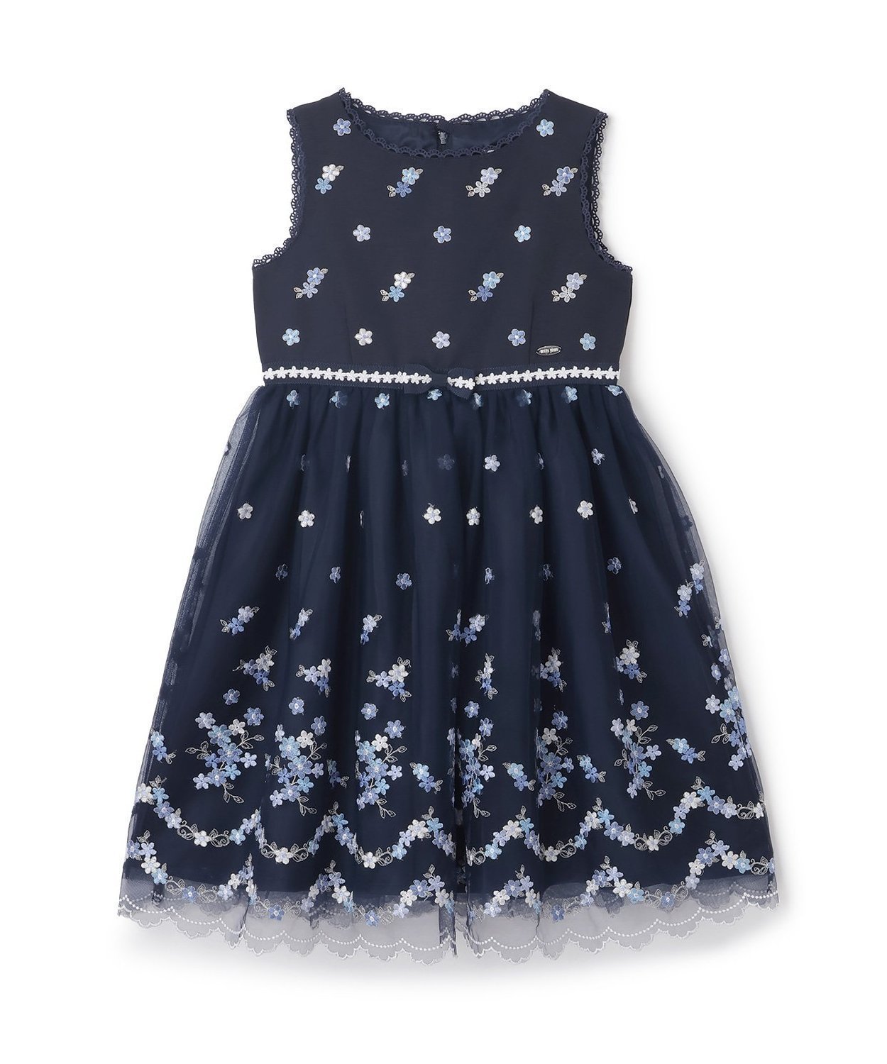 【ナルミヤ オンライン/NARUMIYA ONELINE / KIDS】のお花刺しゅうチュールワンピース インテリア・キッズ・メンズ・レディースファッション・服の通販 founy(ファニー) 　ファッション　Fashion　キッズファッション　Fashion for Kids　ワンピース　Dresses　フレア　Flare, Flared　ポケット　Pocket, Pocket Detail　ラベンダー　Lavender　エレガント 上品　Elegant　紺|ID: prp329100004823636 ipo3291000000035077306