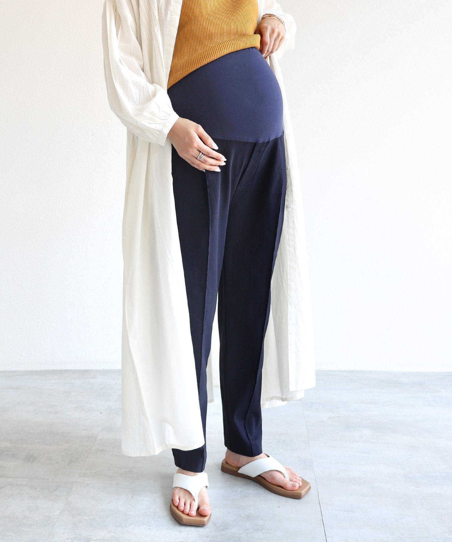 【アンドミー/andme / KIDS】の【マタニティ】ストレッチ テーパードパンツ インテリア・キッズ・メンズ・レディースファッション・服の通販 founy(ファニー) ファッション Fashion キッズファッション Fashion for Kids ボトムス Bottoms カットソー Cut and Sewn Top 切替 Switching, Contrast Panel ストレッチ Stretch, Stretchy Fabric センター Center, Center Line 人気 Popular, Best Seller リアル Real, Realistic 楽ちん Easy Fit, Comfortable エレガント 上品 Elegant ネイビー|ID: prp329100004823684 ipo3291000000035077617