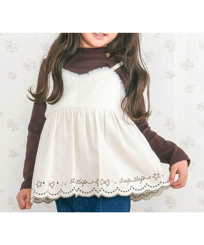 【ベベ オンライン ストア/BEBE ONLINE STORE / KIDS】の裾スカラップキャミソール+チャーム付きTシャツ2点セット(90~130cm) インテリア・キッズ・メンズ・レディースファッション・服の通販 founy(ファニー) https://founy.com/ ファッション Fashion キッズファッション Fashion for Kids 秋 Autumn カラフル Colorful Design キャミソール Camisole, Spaghetti Strap Top コレクション Collection, Seasonal Line コンパクト Compact, Small Size コーデュロイ Corduroy, Cord Fabric シンプル Simple, Minimal スカラップ Scallop, Scalloped Edge チェック Check, Plaid, Tartan チャーム Charm, Pendant テレコ Ribbed, Rib Stitch 長袖 Long Sleeve, Full Sleeve フレンチ French, French Style ボトム Bottoms, Lower Wear ミックス Mix, Mixed Style モチーフ Motif, Design Theme リボン Ribbon, Bow A/W・秋冬 Autumn/Winter おすすめ Recommended / Our Picks エレガント 上品 Elegant 2025年 2025 2025-2026秋冬・A/W Autumn/Winter 2025–26 AW25–26 |ID: prp329100004823688 ipo3291000000035077711