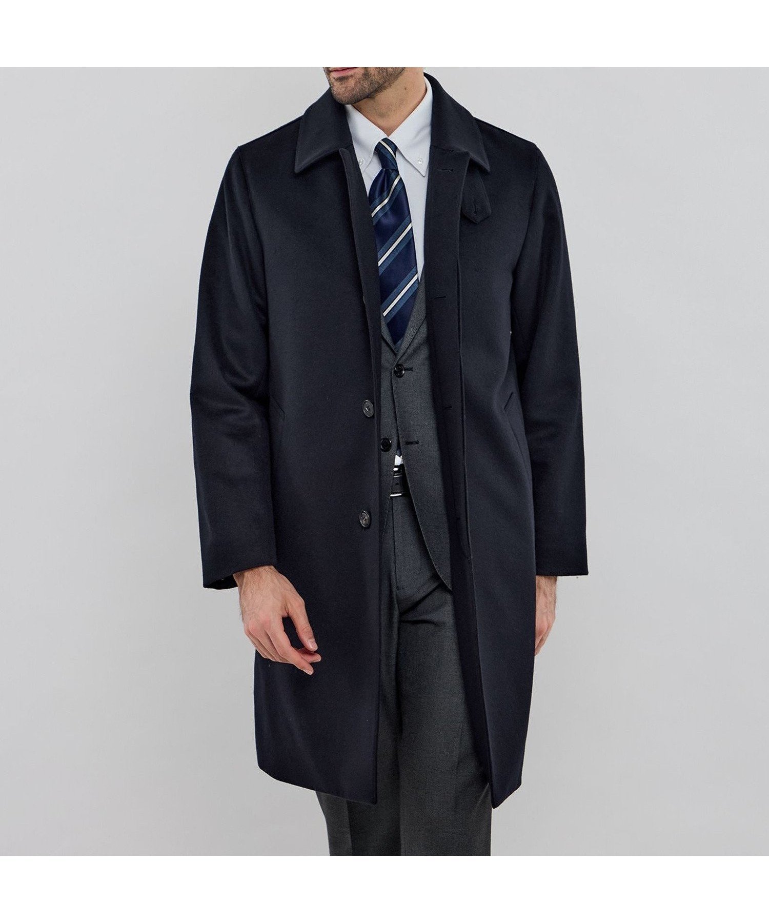 【マッキントッシュ ロンドン/MACKINTOSH LONDON / MEN】の【DUNFORD】ウールカシミヤビーバーステンカラーコート インテリア・キッズ・メンズ・レディースファッション・服の通販 founy(ファニー) 　ファッション　Fashion　メンズファッション　Fashion for Men　ショート　Short, Short Length　シンプル　Simple, Minimal　パターン　Pattern, Design Print　フィット　Fit, Slim Fit　フロント　Front, Front Design　冬　Winter / This Winter　秋　Autumn　ネイビー|ID: prp329100004823706 ipo3291000000035077935